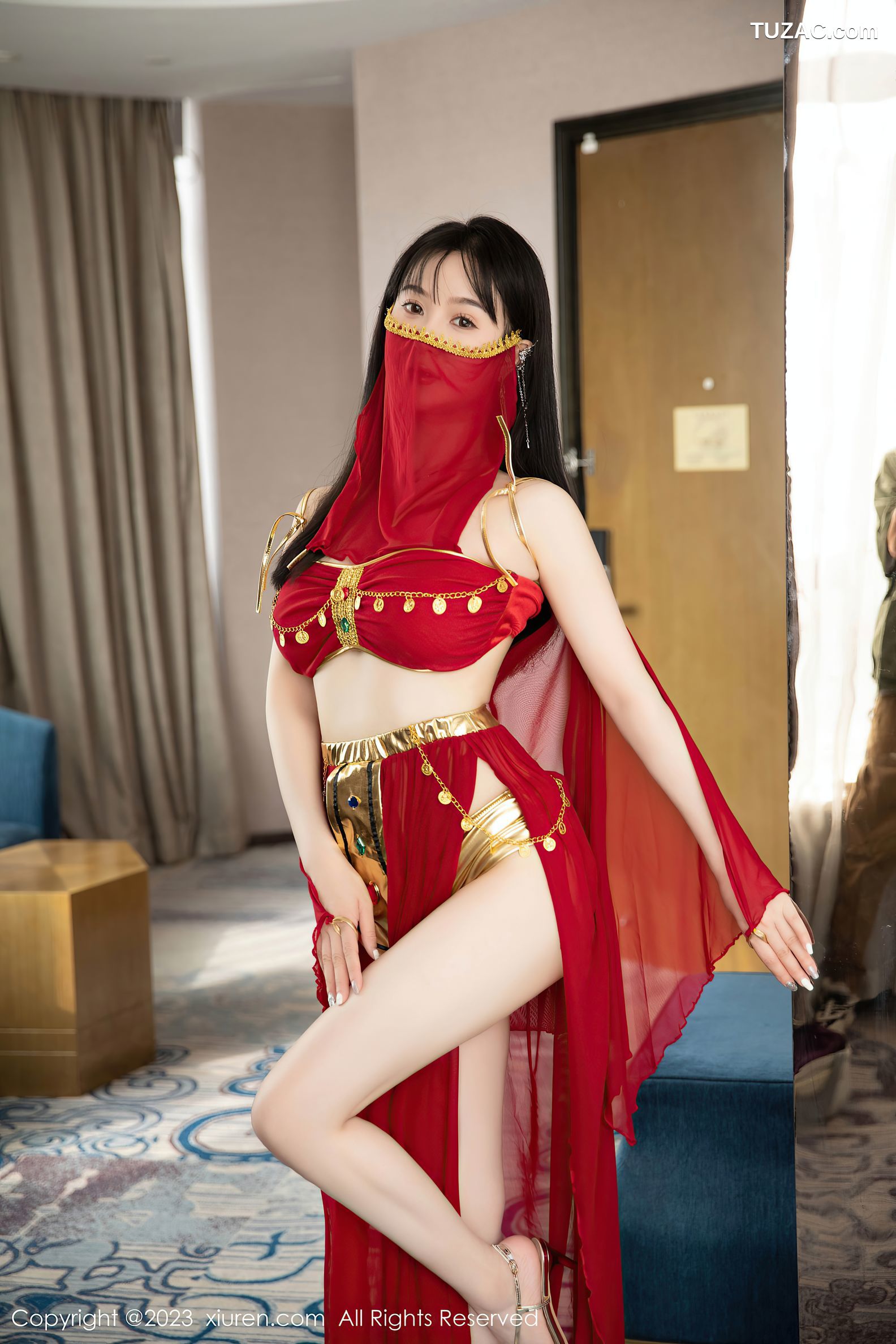 XiuRen秀人网-7103-柚琪Rich-红色西域舞服-2023.07.19