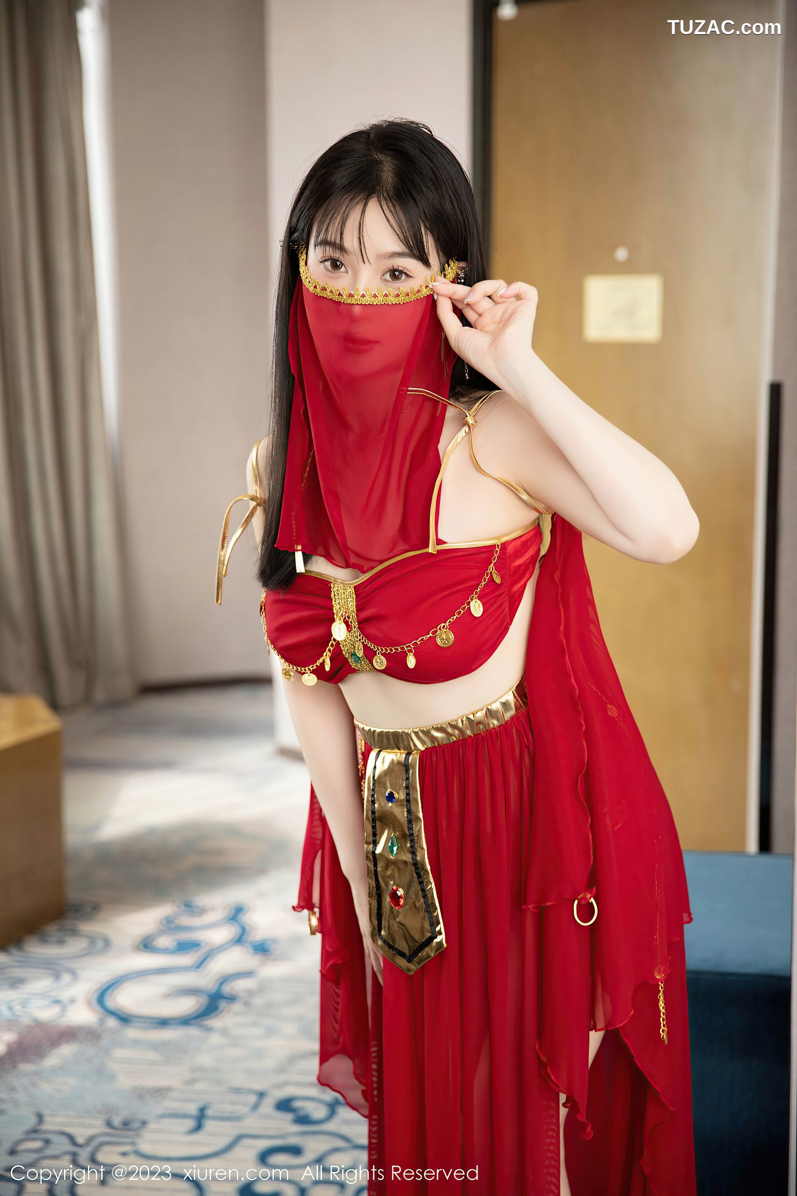 XiuRen秀人网-7103-柚琪Rich-红色西域舞服-2023.07.19