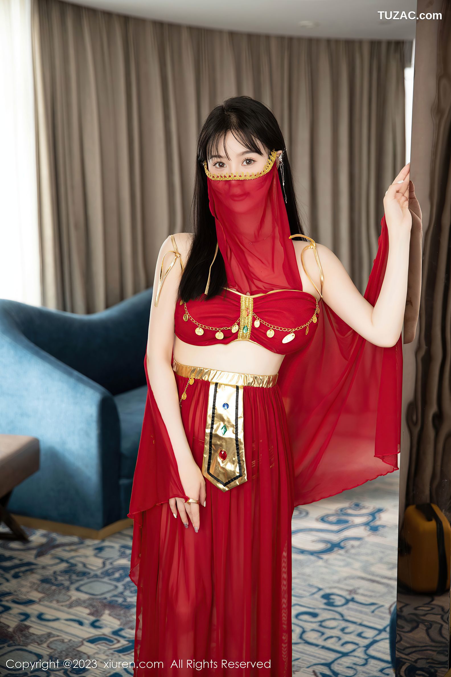 XiuRen秀人网-7103-柚琪Rich-红色西域舞服-2023.07.19