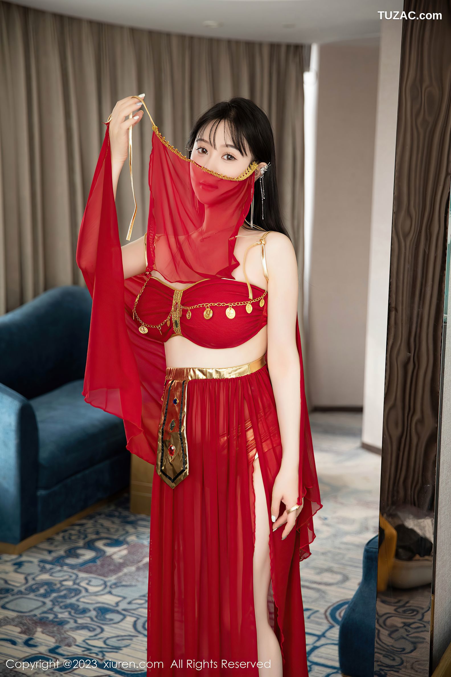 XiuRen秀人网-7103-柚琪Rich-红色西域舞服-2023.07.19