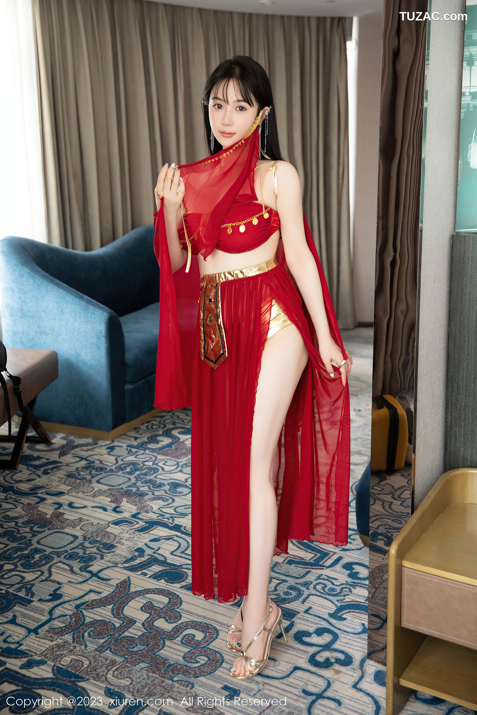 XiuRen秀人网-7103-柚琪Rich-红色西域舞服-2023.07.19