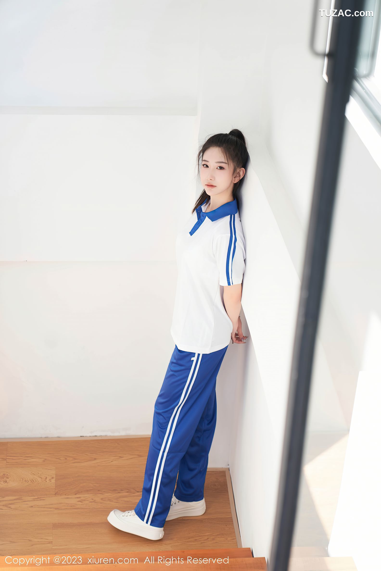 XiuRen秀人网-7110-沈青黛-运动学生装白色内衣-2023.07.20