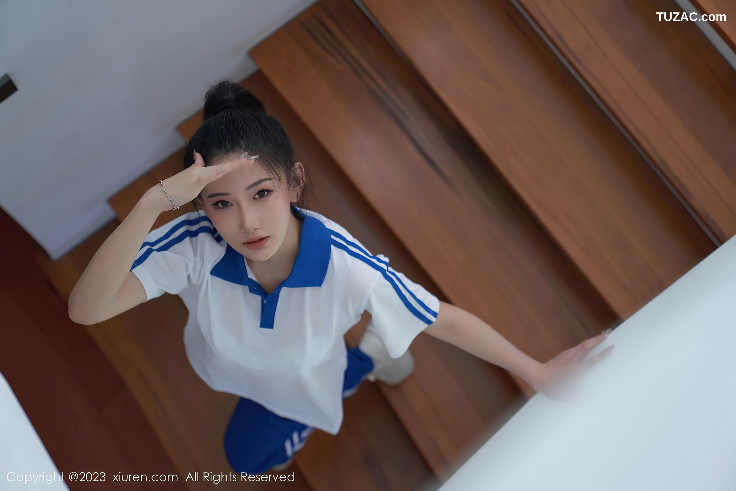 XiuRen秀人网-7110-沈青黛-运动学生装白色内衣-2023.07.20