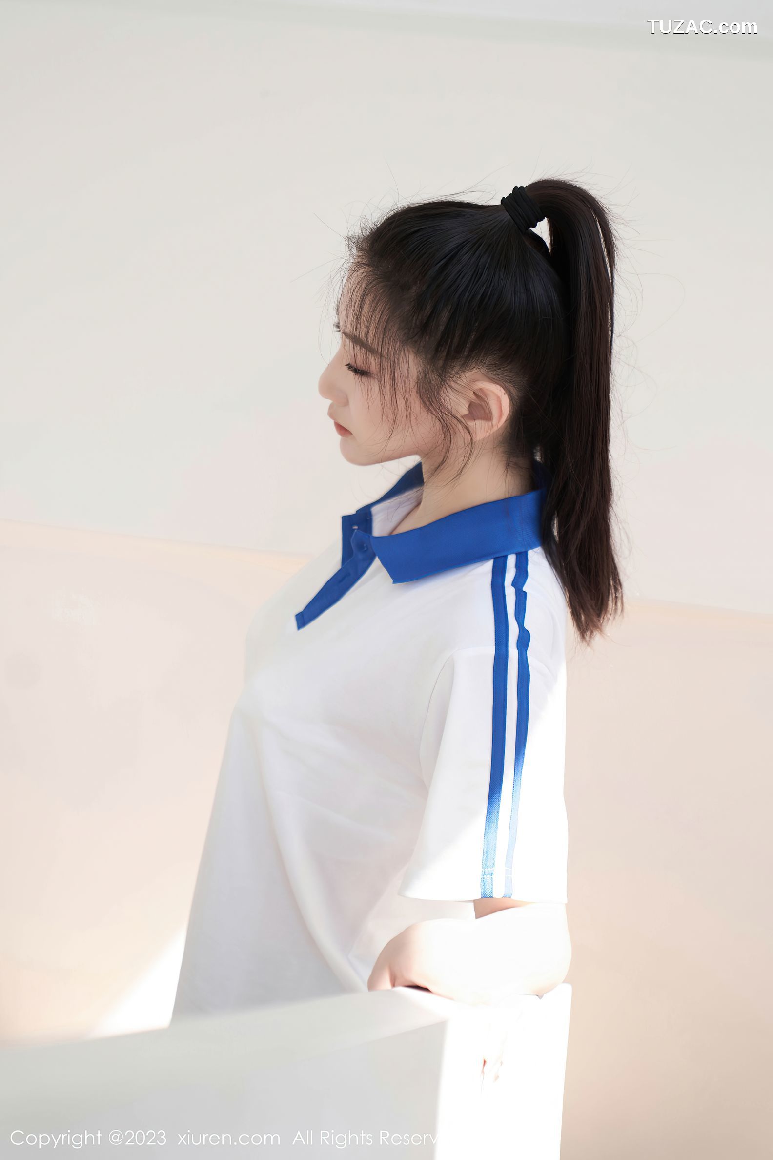 XiuRen秀人网-7110-沈青黛-运动学生装白色内衣-2023.07.20