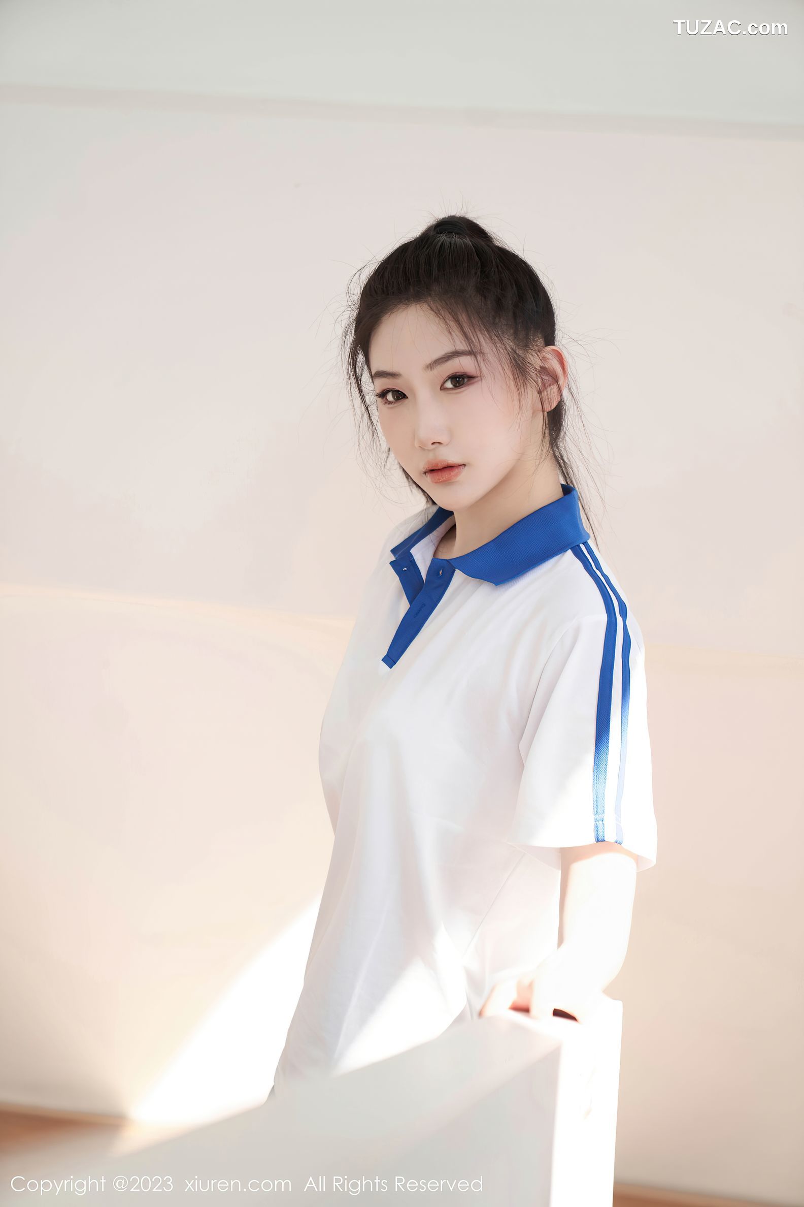 XiuRen秀人网-7110-沈青黛-运动学生装白色内衣-2023.07.20