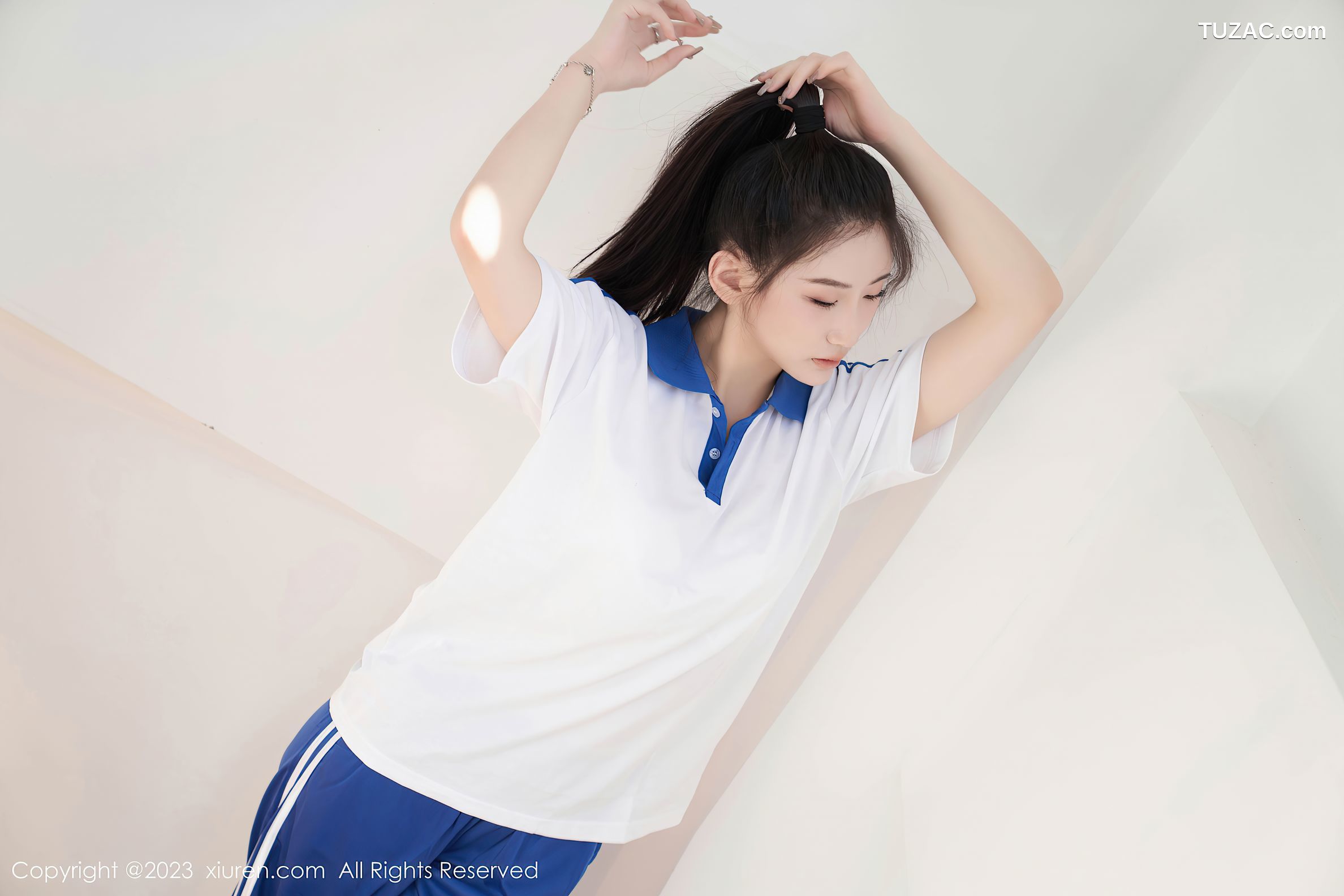 XiuRen秀人网-7110-沈青黛-运动学生装白色内衣-2023.07.20