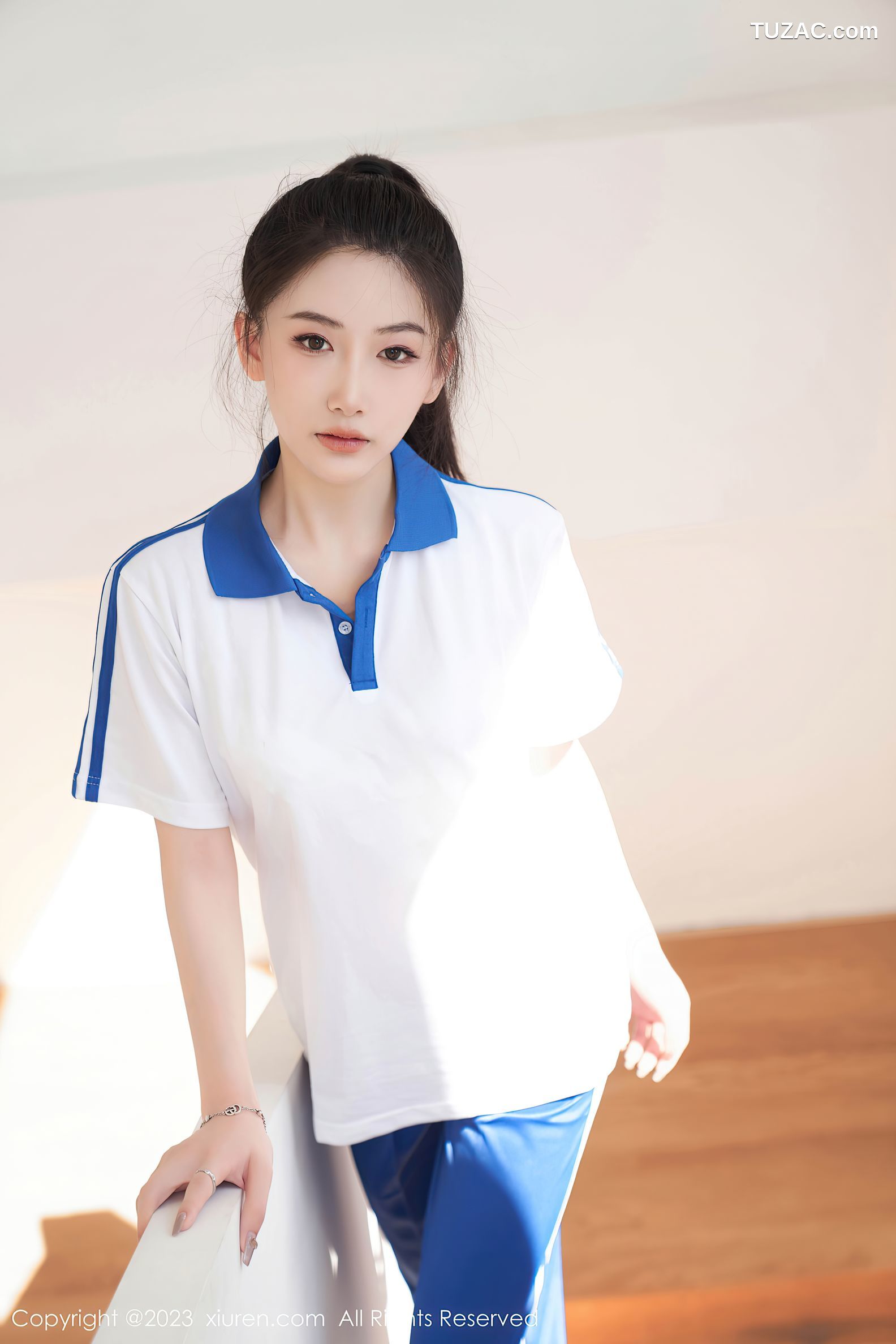 XiuRen秀人网-7110-沈青黛-运动学生装白色内衣-2023.07.20