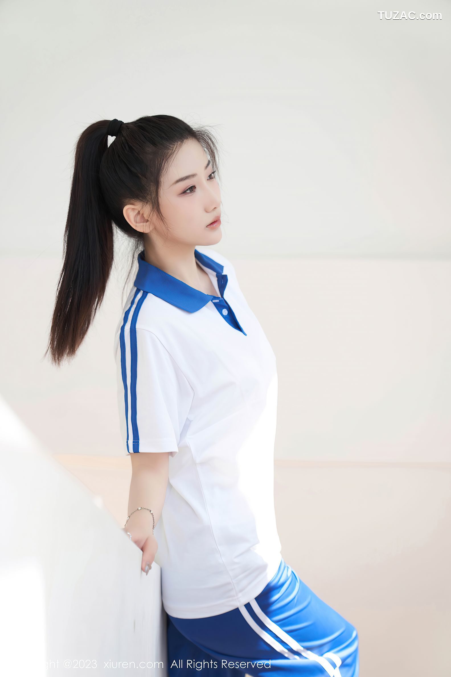 XiuRen秀人网-7110-沈青黛-运动学生装白色内衣-2023.07.20