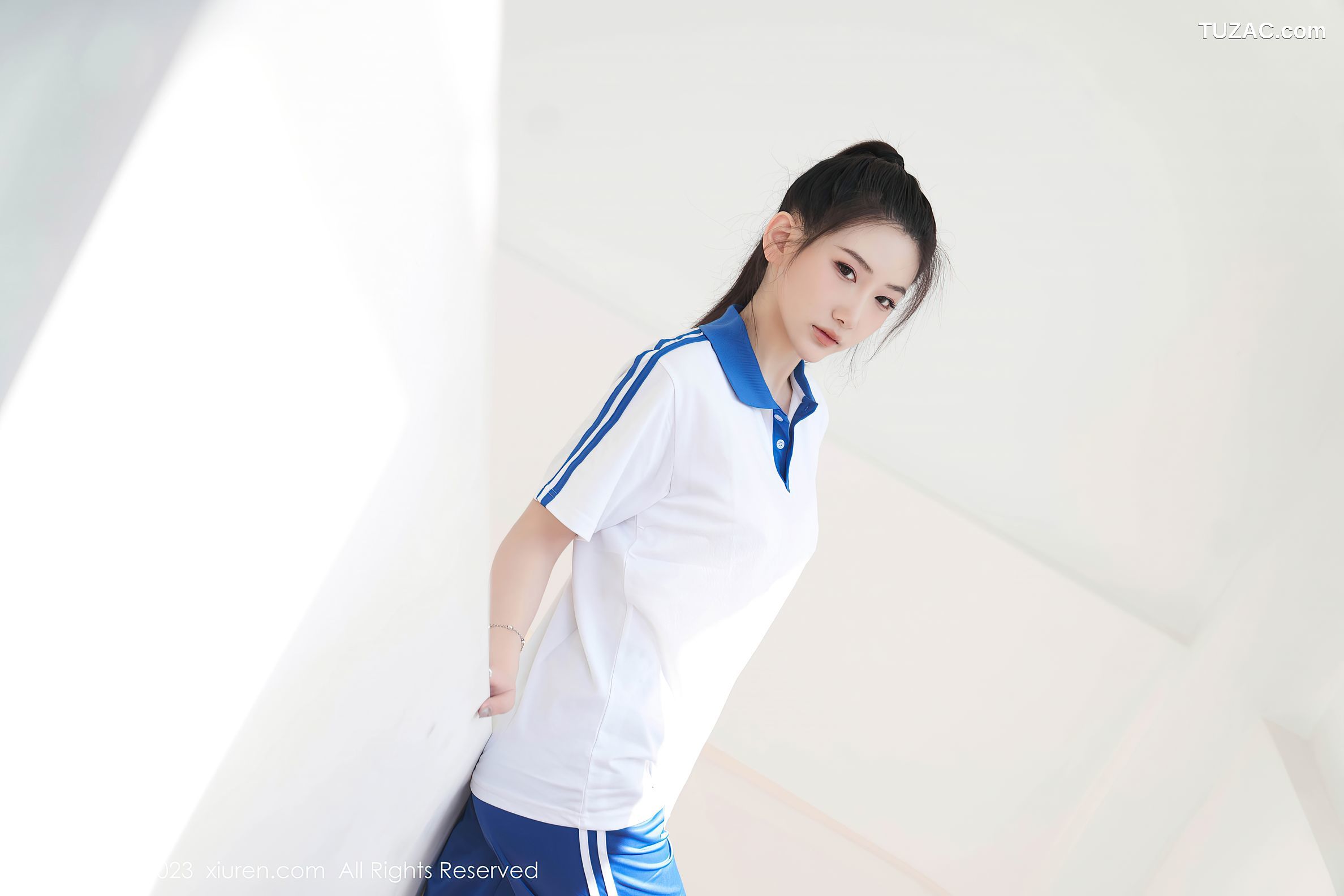 XiuRen秀人网-7110-沈青黛-运动学生装白色内衣-2023.07.20