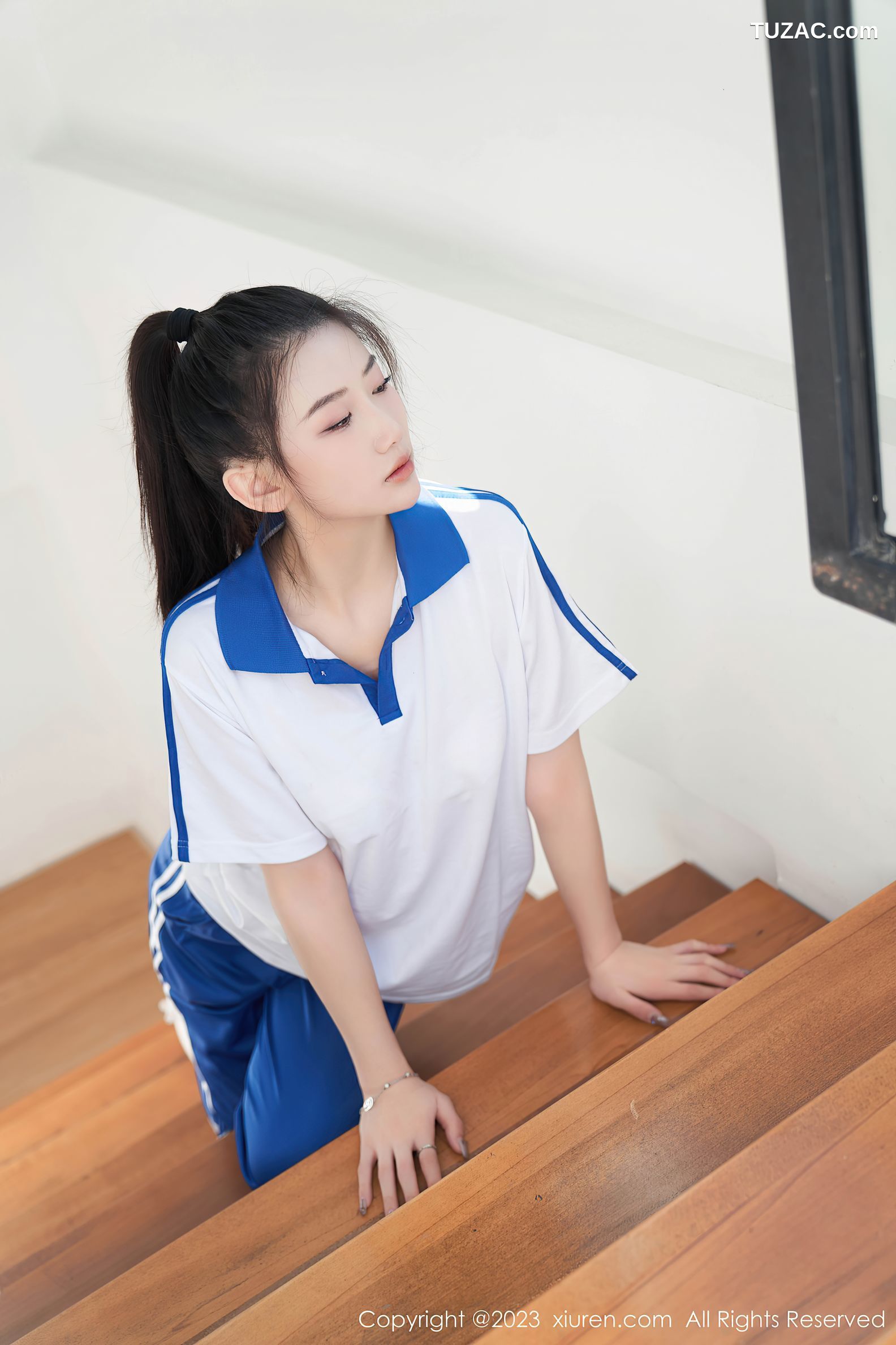 XiuRen秀人网-7110-沈青黛-运动学生装白色内衣-2023.07.20