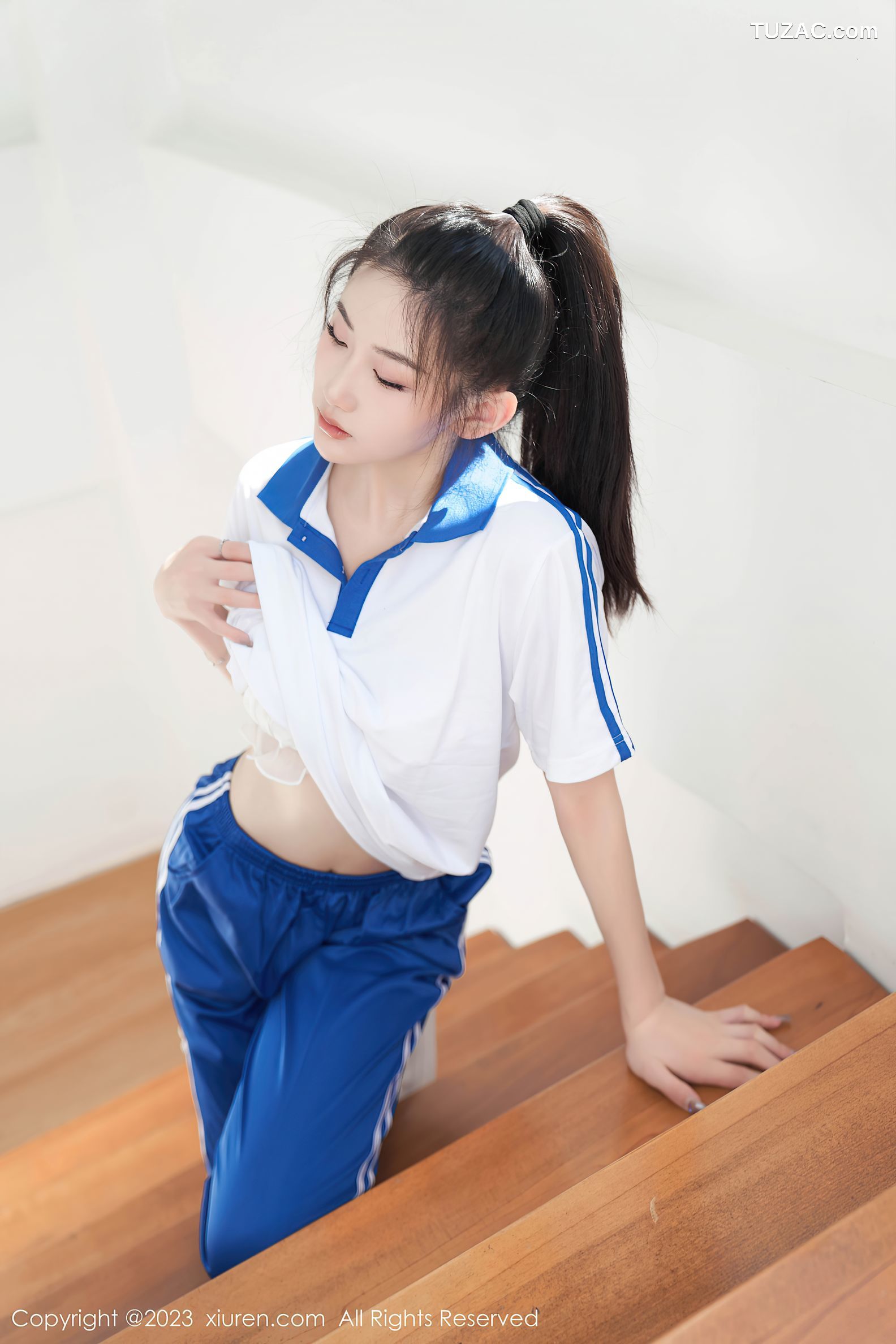 XiuRen秀人网-7110-沈青黛-运动学生装白色内衣-2023.07.20