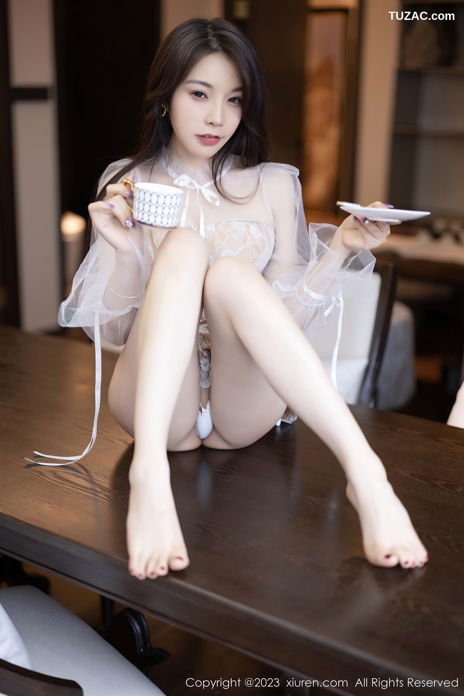 XiuRen秀人网-7112-徐莉芝Booty-白纱连衣短裙白情趣内衣-2023.07.20