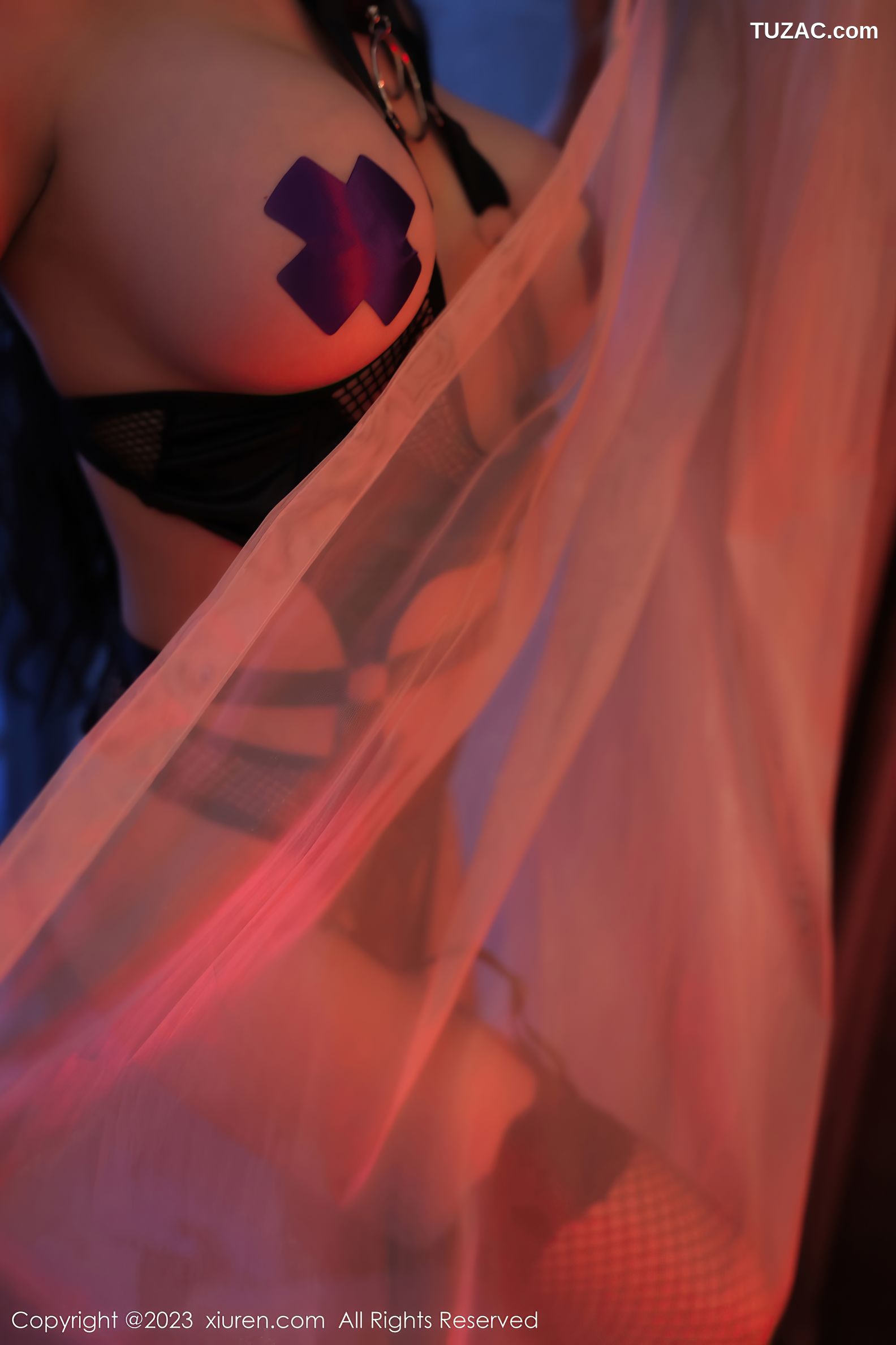 XiuRen秀人网-7207-田冰冰-轻透黑纱情趣内衣黑丝-2023.08.10