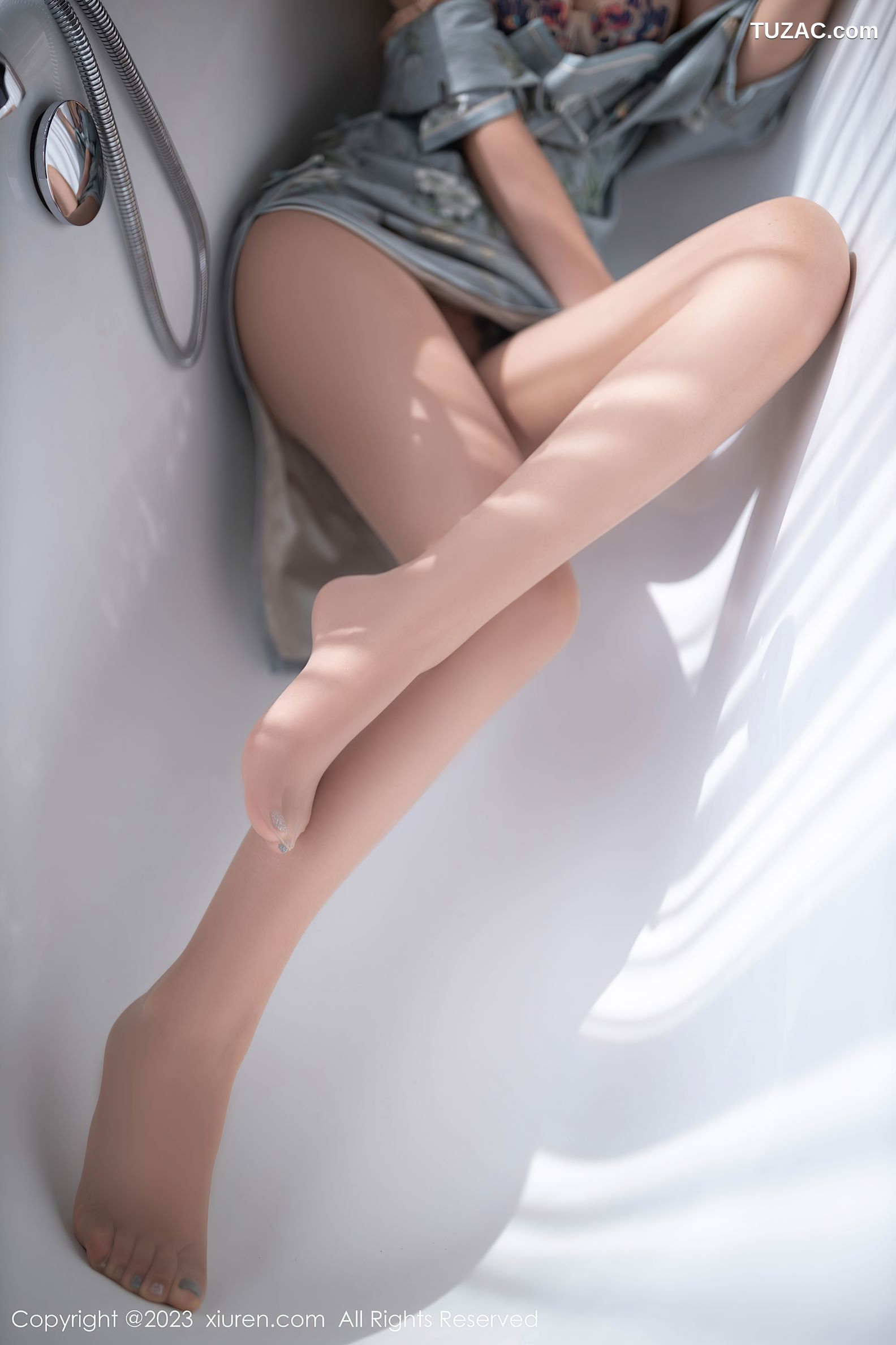 XiuRen秀人网-7232-唐安琪-灰绿色旗袍肉色内衣-2023.08.14