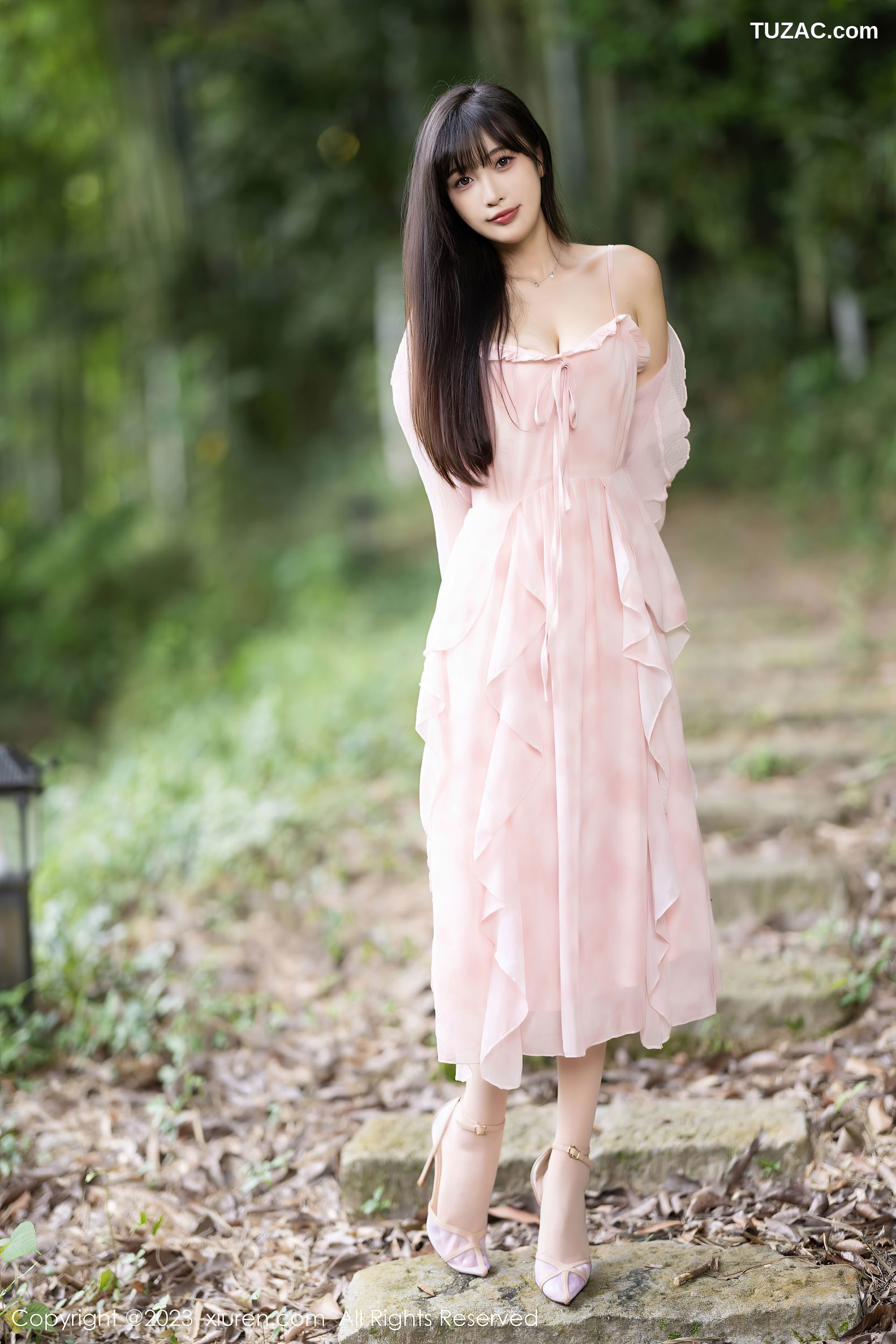 XiuRen秀人网-7263-林星阑-安吉旅拍-粉色连衣裙粉色情趣内衣-2023.08.21