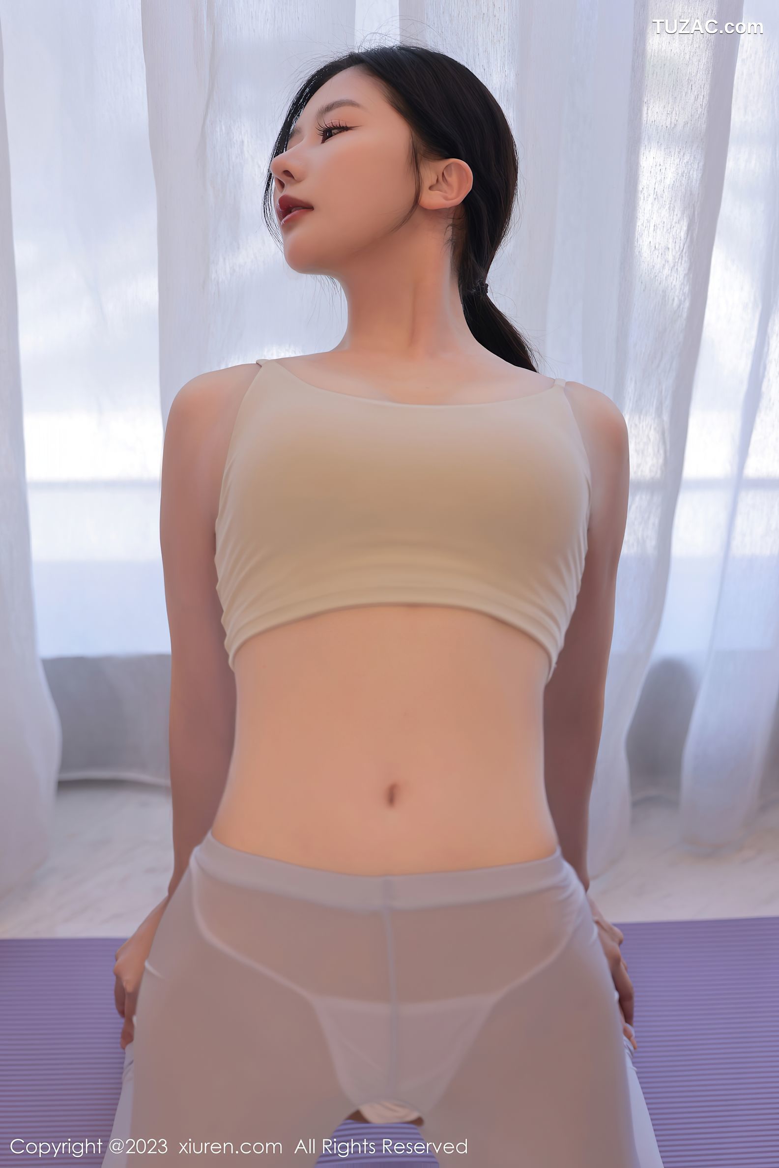 XiuRen秀人网-7294-尹甜甜-浅色瑜伽服丁字裤-2023.08.28