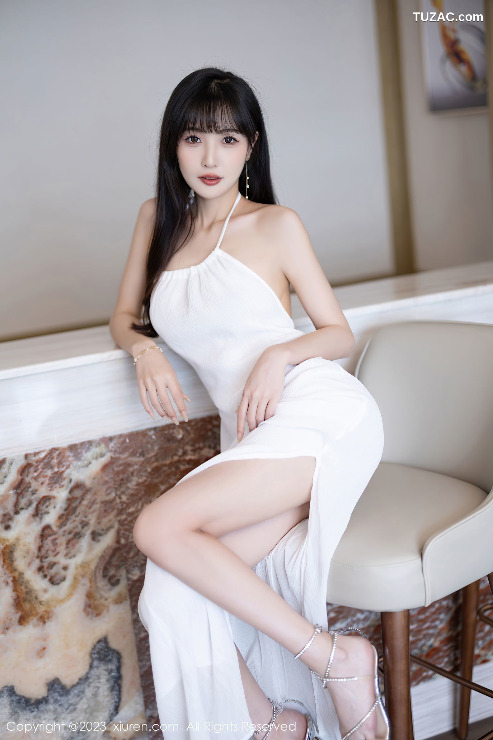 XiuRen秀人网-7297-林星阑-白色露背连衣长裙白色浴袍-2023.08.28