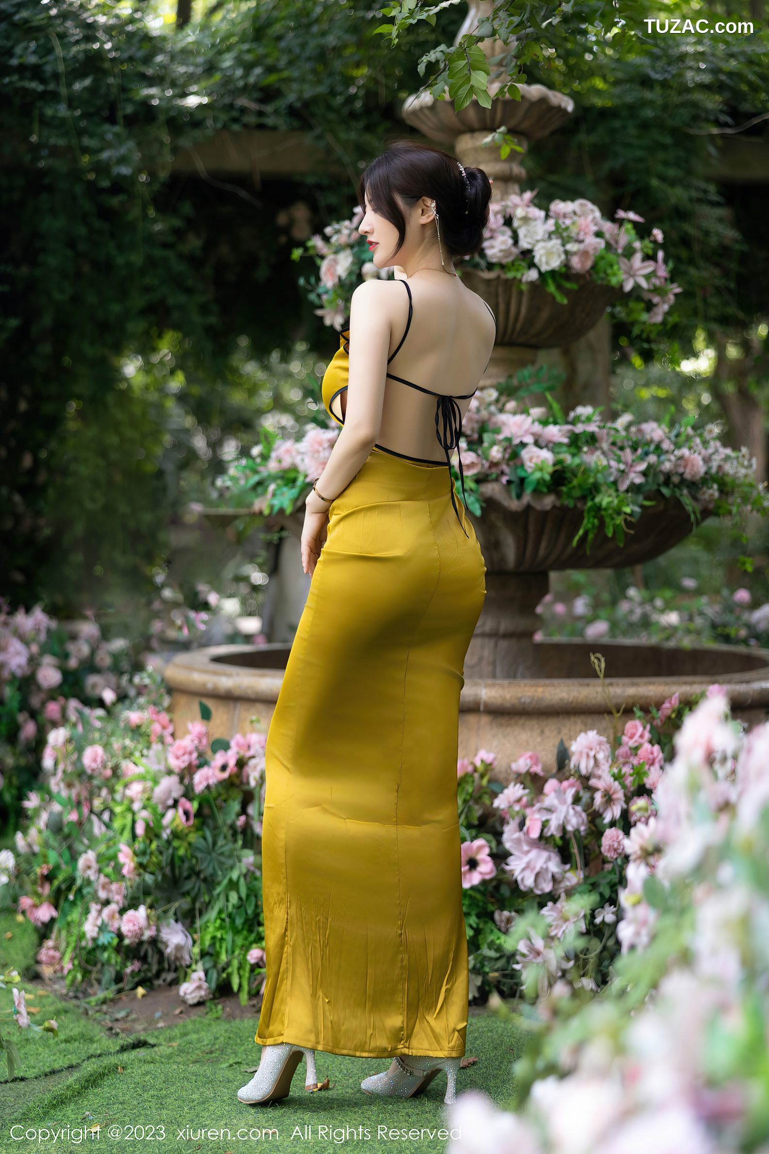 XiuRen秀人网-7302-诗诗kiki-黄色吊带长裙-2023.08.29