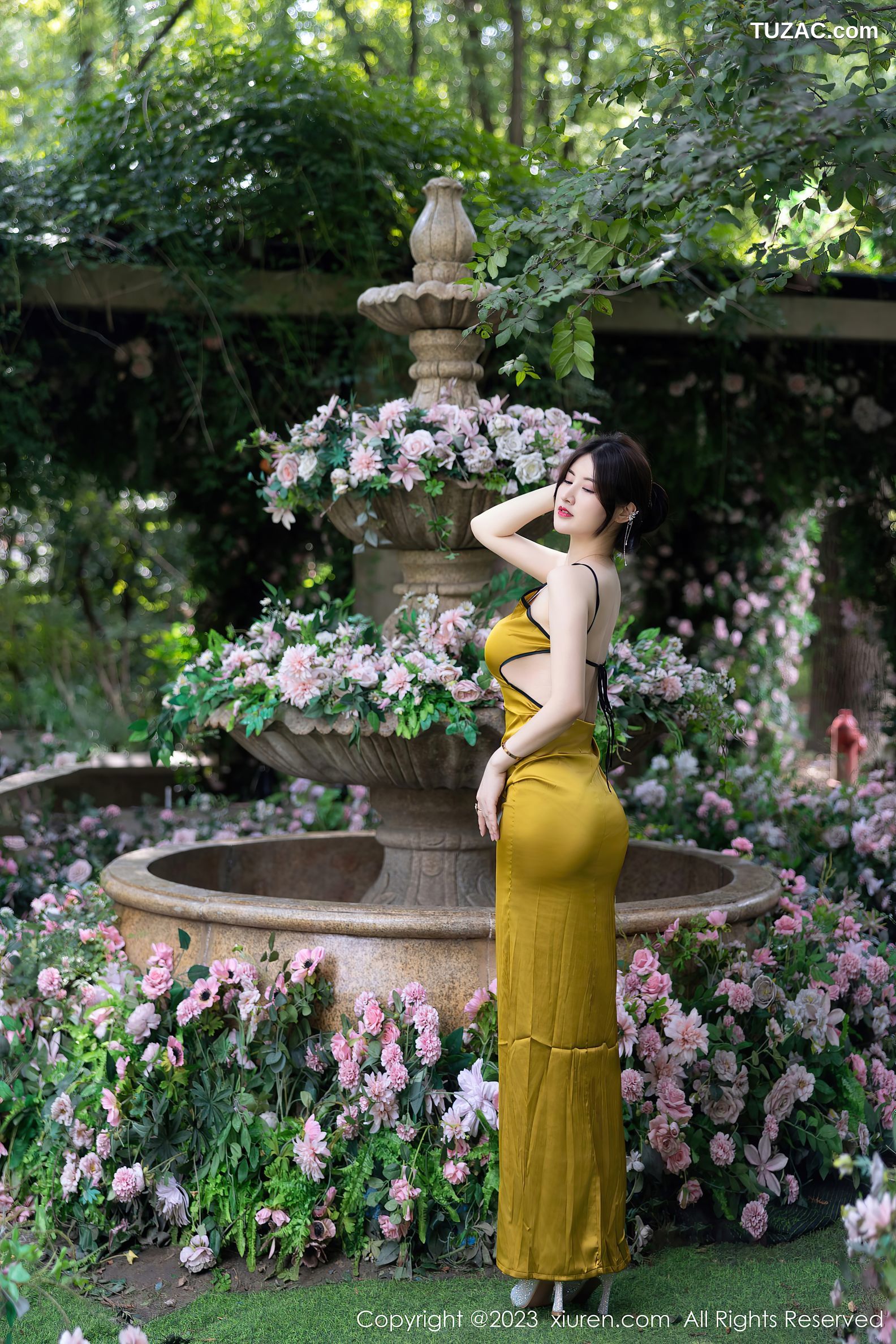 XiuRen秀人网-7302-诗诗kiki-黄色吊带长裙-2023.08.29