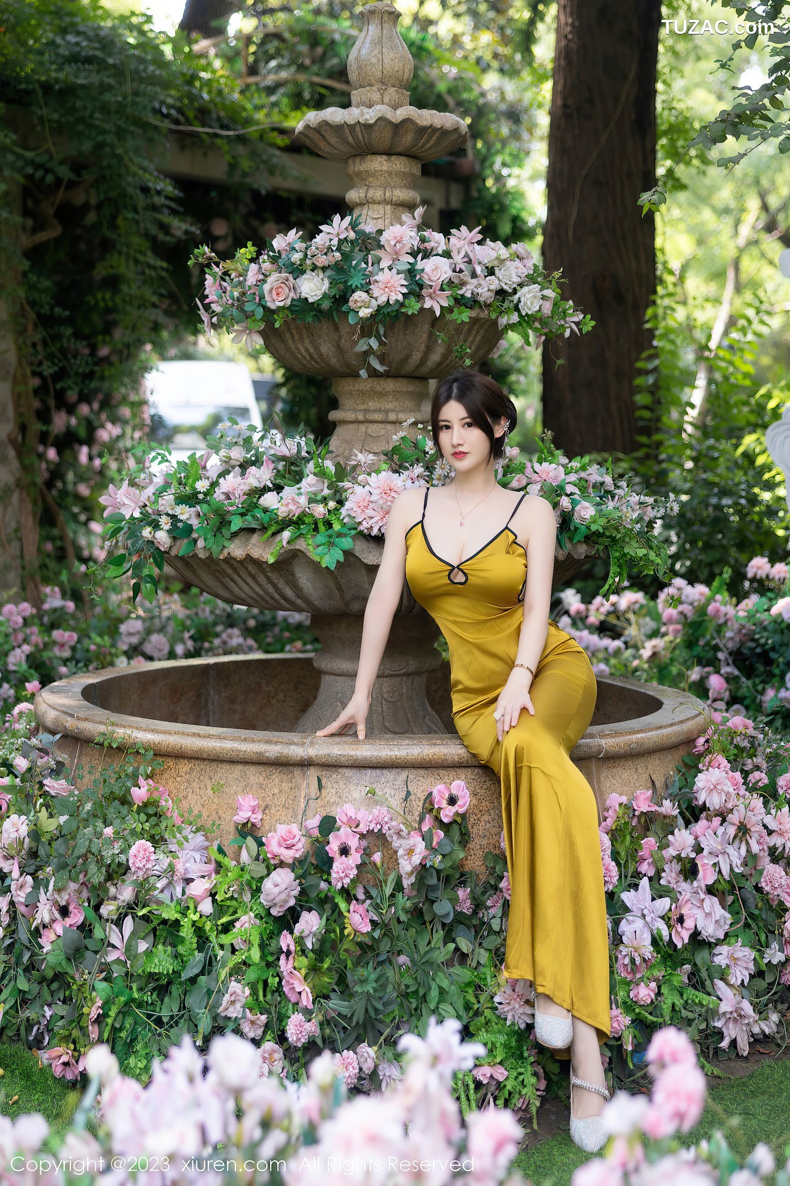 XiuRen秀人网-7302-诗诗kiki-黄色吊带长裙-2023.08.29