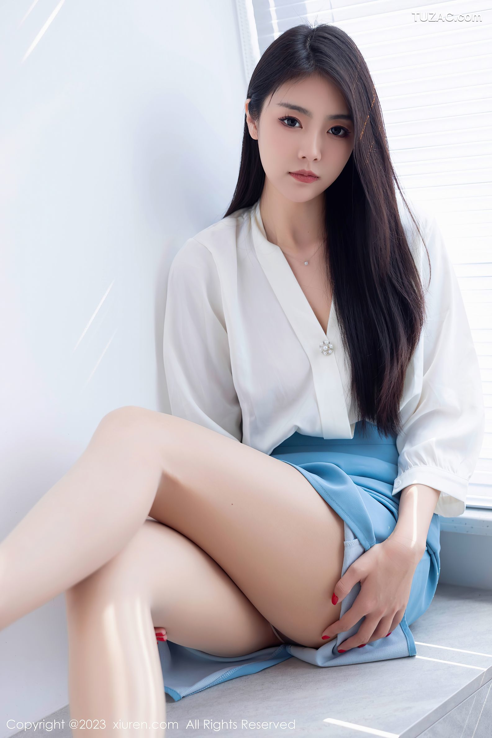 XiuRen秀人网-7314-可樂Vicky-白衬衫蓝短裙-2023.08.31