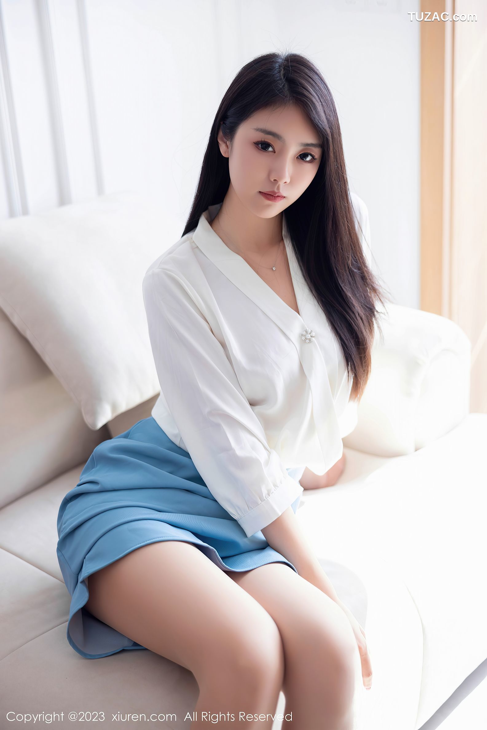 XiuRen秀人网-7314-可樂Vicky-白衬衫蓝短裙-2023.08.31