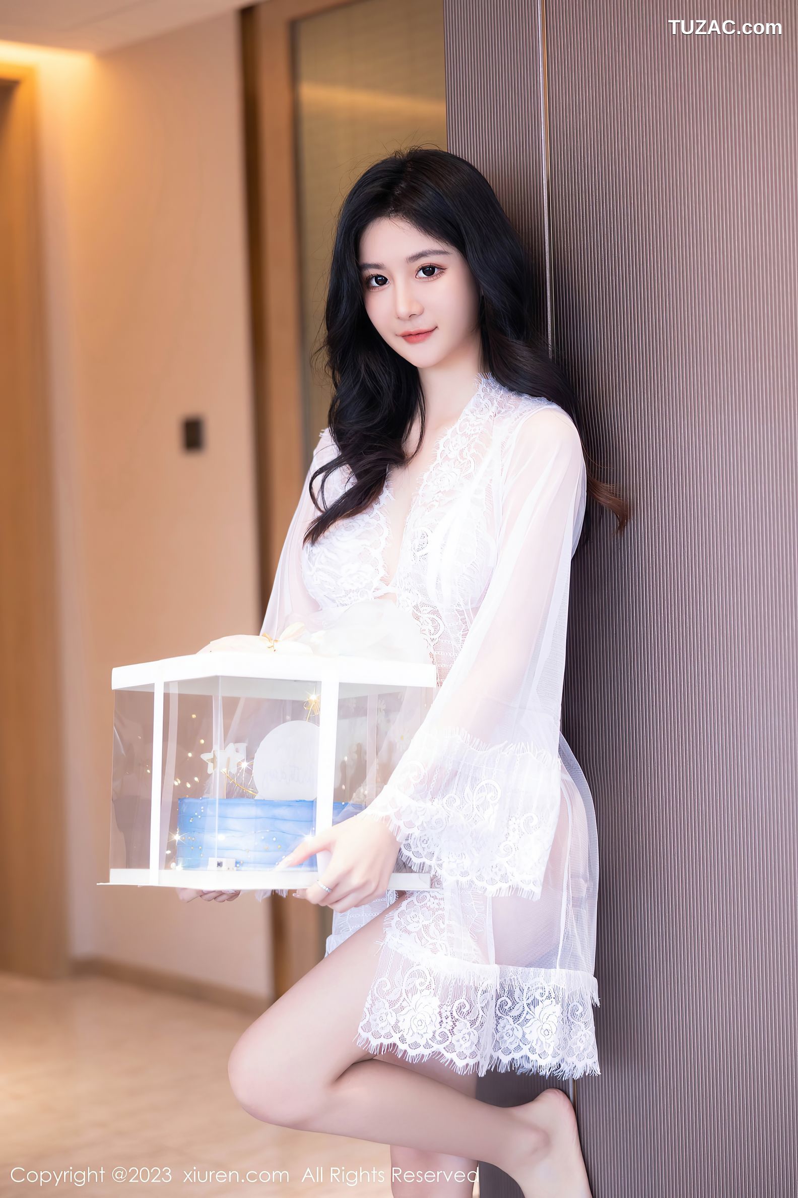 XiuRen秀人网-7348-幼幼-生日主题白纱服饰白色蕾丝内衣爆乳-2023.09.06