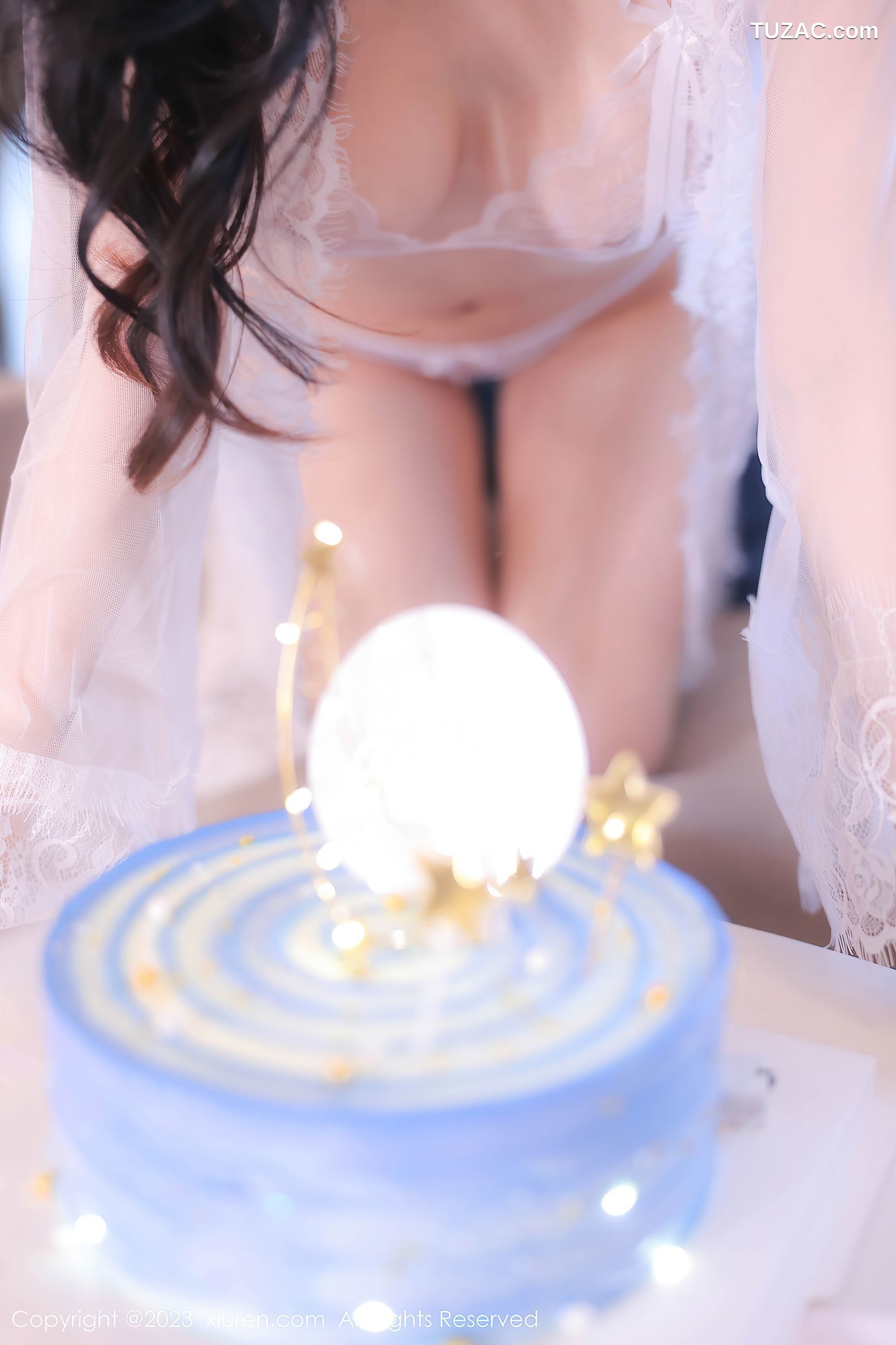 XiuRen秀人网-7348-幼幼-生日主题白纱服饰白色蕾丝内衣爆乳-2023.09.06