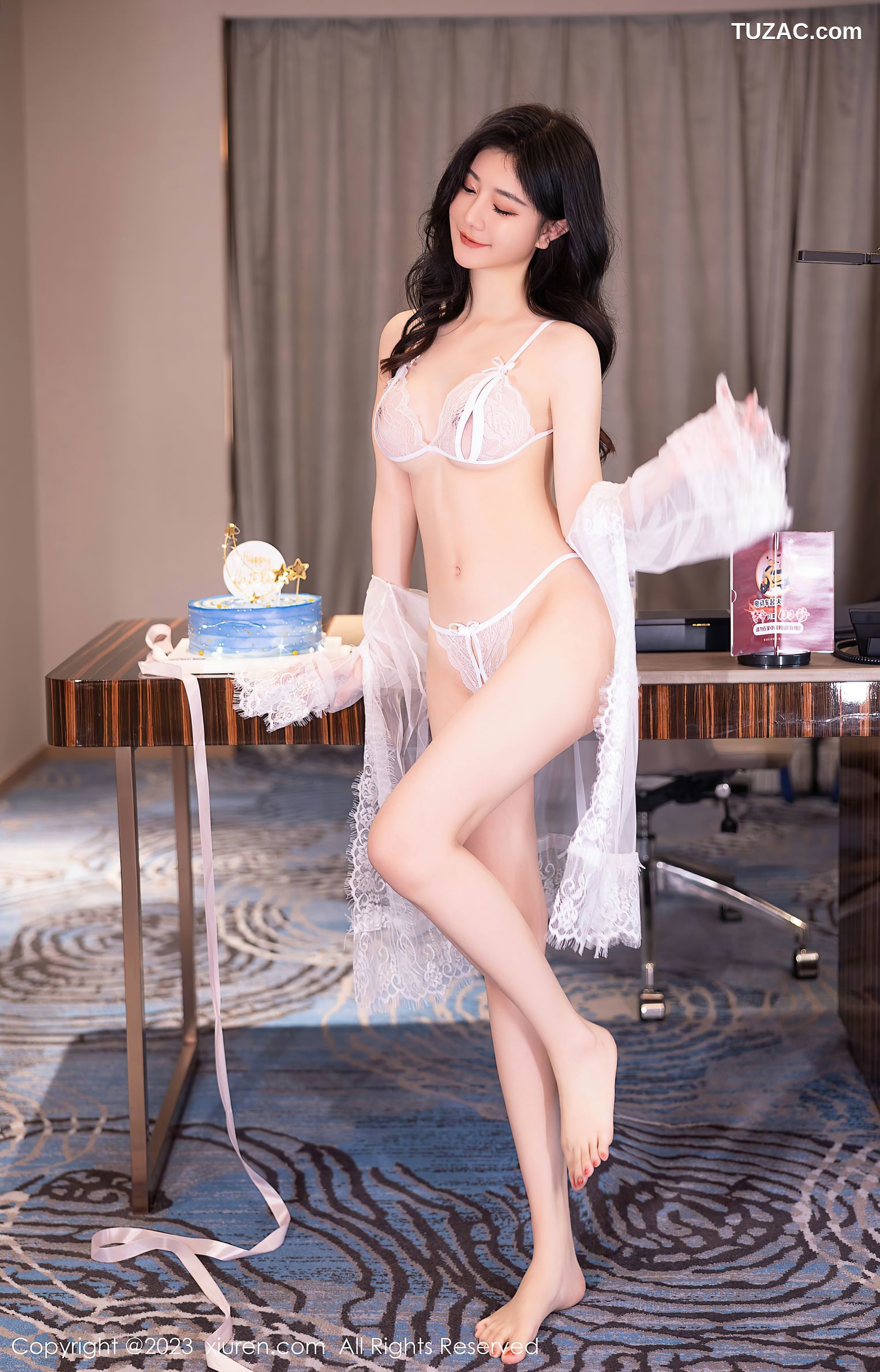 XiuRen秀人网-7348-幼幼-生日主题白纱服饰白色蕾丝内衣爆乳-2023.09.06