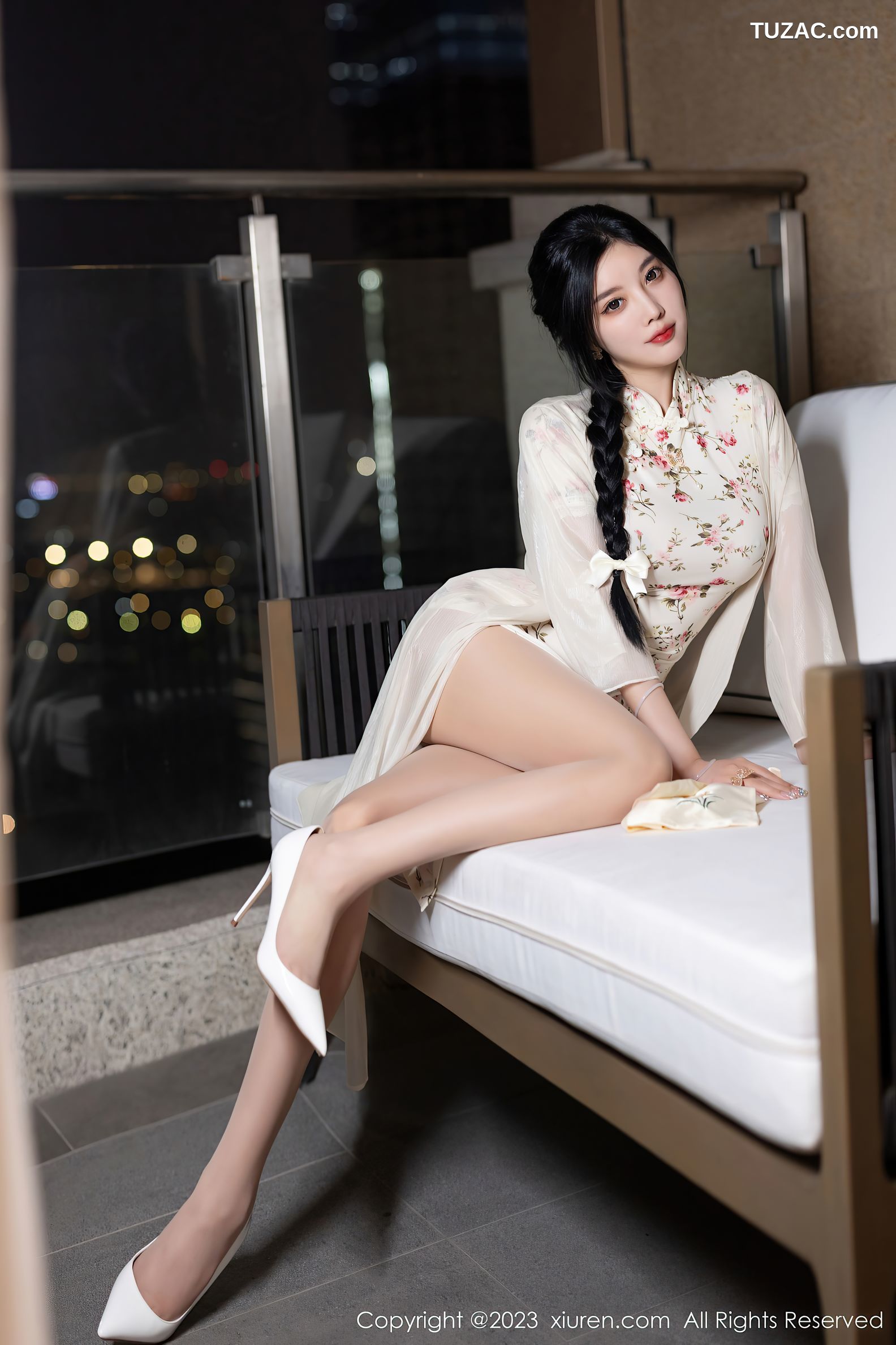 XiuRen秀人网-7363-杨晨晨Yome-白色红碎花旗袍浴室湿身-2023.09.08