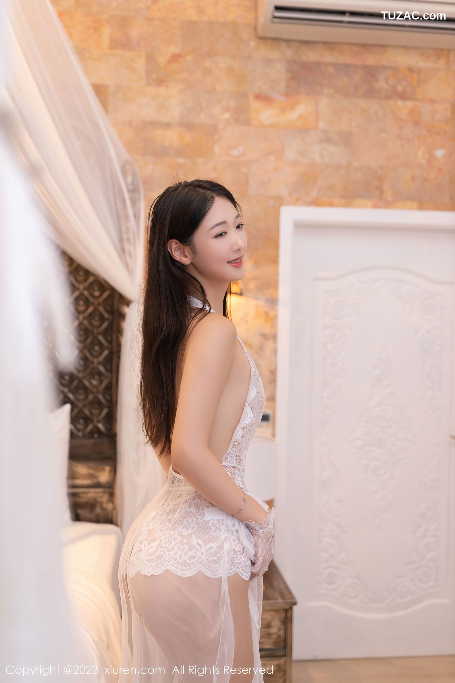 XiuRen秀人网-7369-唐安琪-白色轻透蕾丝情趣内衣-2023.09.11