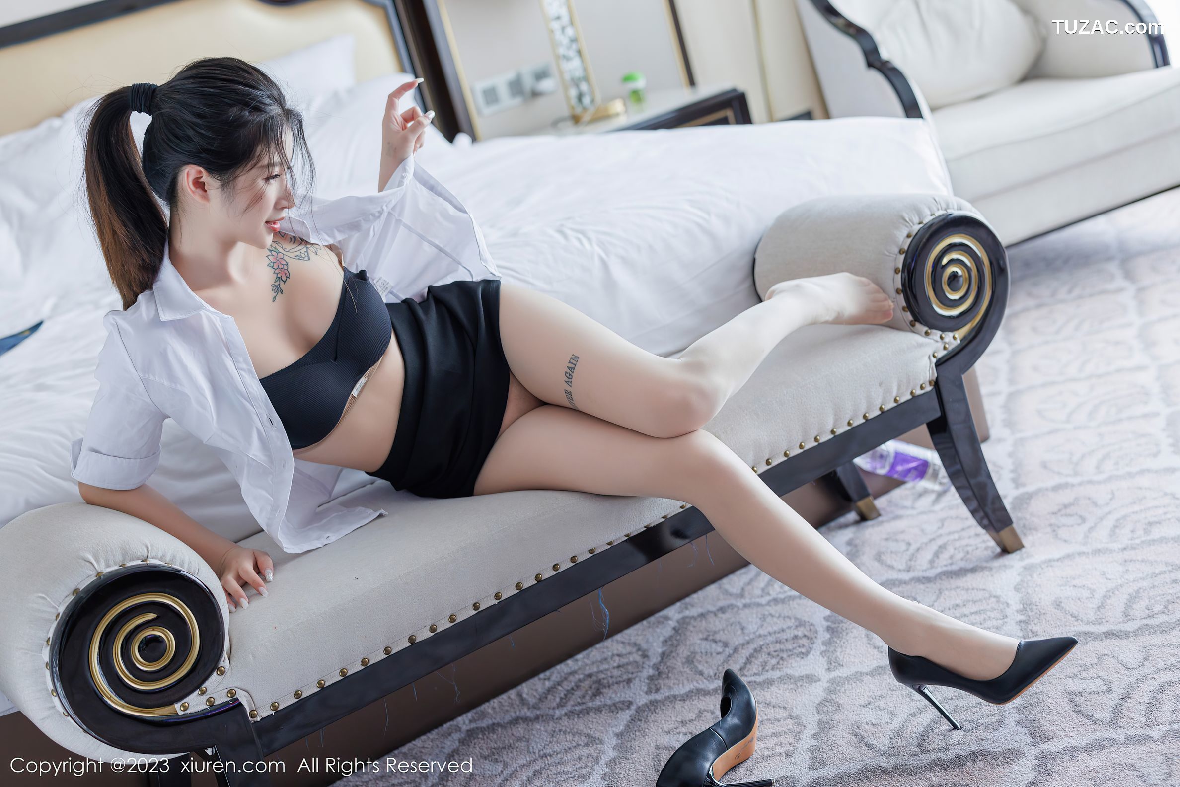 XiuRen秀人网-7406-灵诗怡-OL白衬衫黑短裙2023.09.19