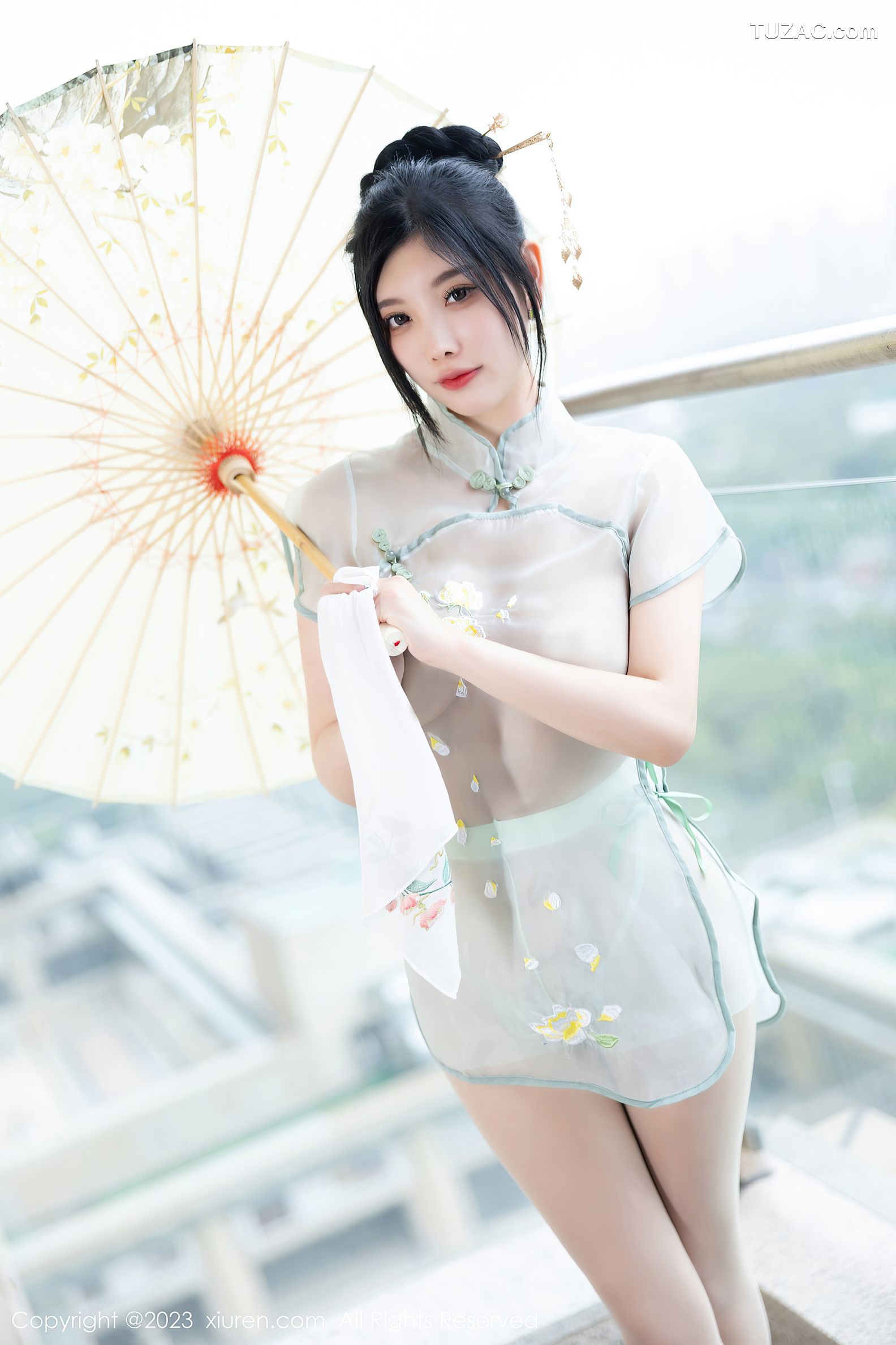 XiuRen秀人网-7410-杨晨晨Yome-浙江安吉旅拍-淡绿连衣长裙-2023.09.19