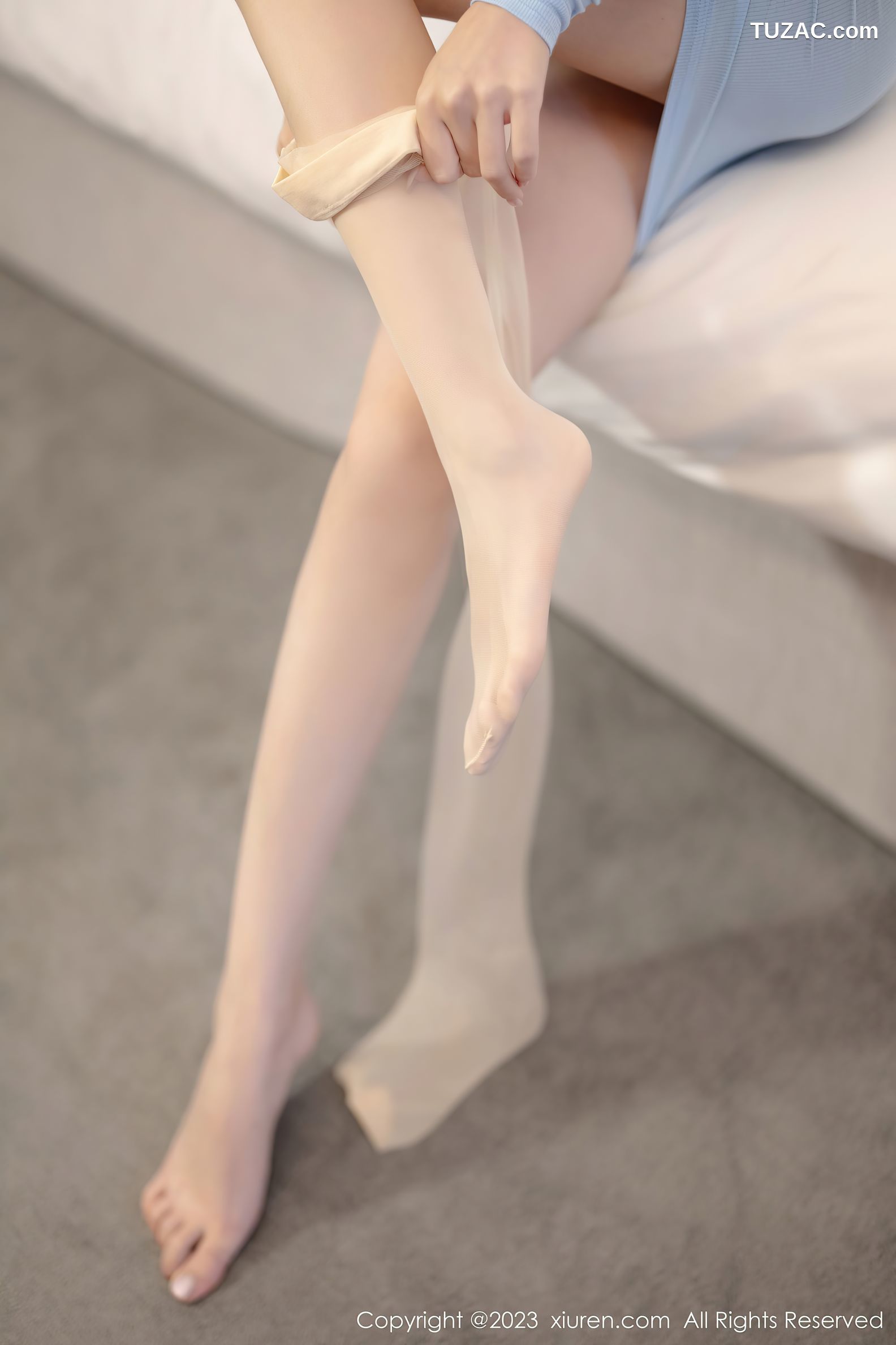 XiuRen秀人网-7422-林星阑-灰色OL套装淡蓝连衣短裙-2023.09.21