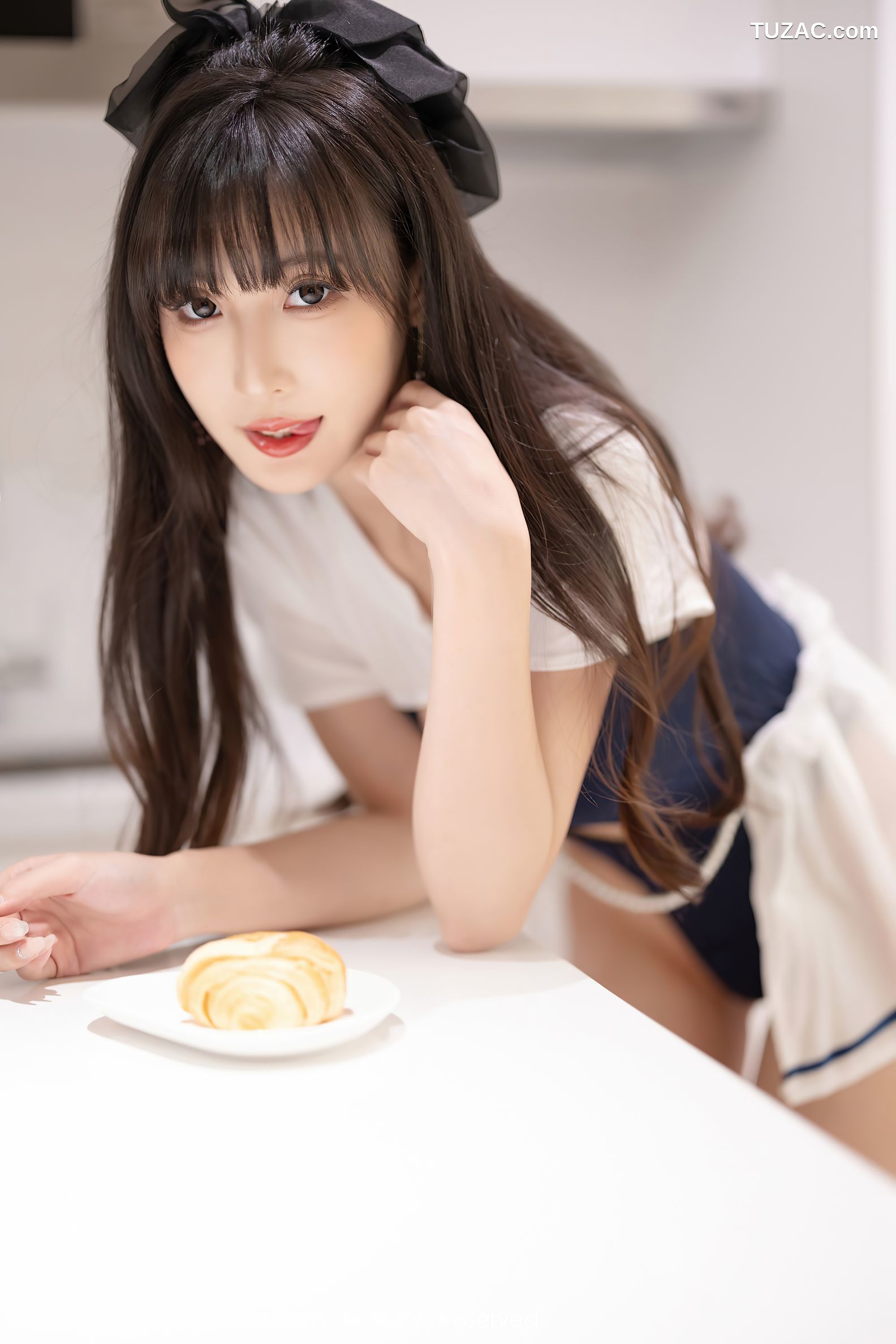 XiuRen秀人网-7468-林星阑-白蓝连衣短裙黑色透视情趣内衣黑丝-2023.10.07