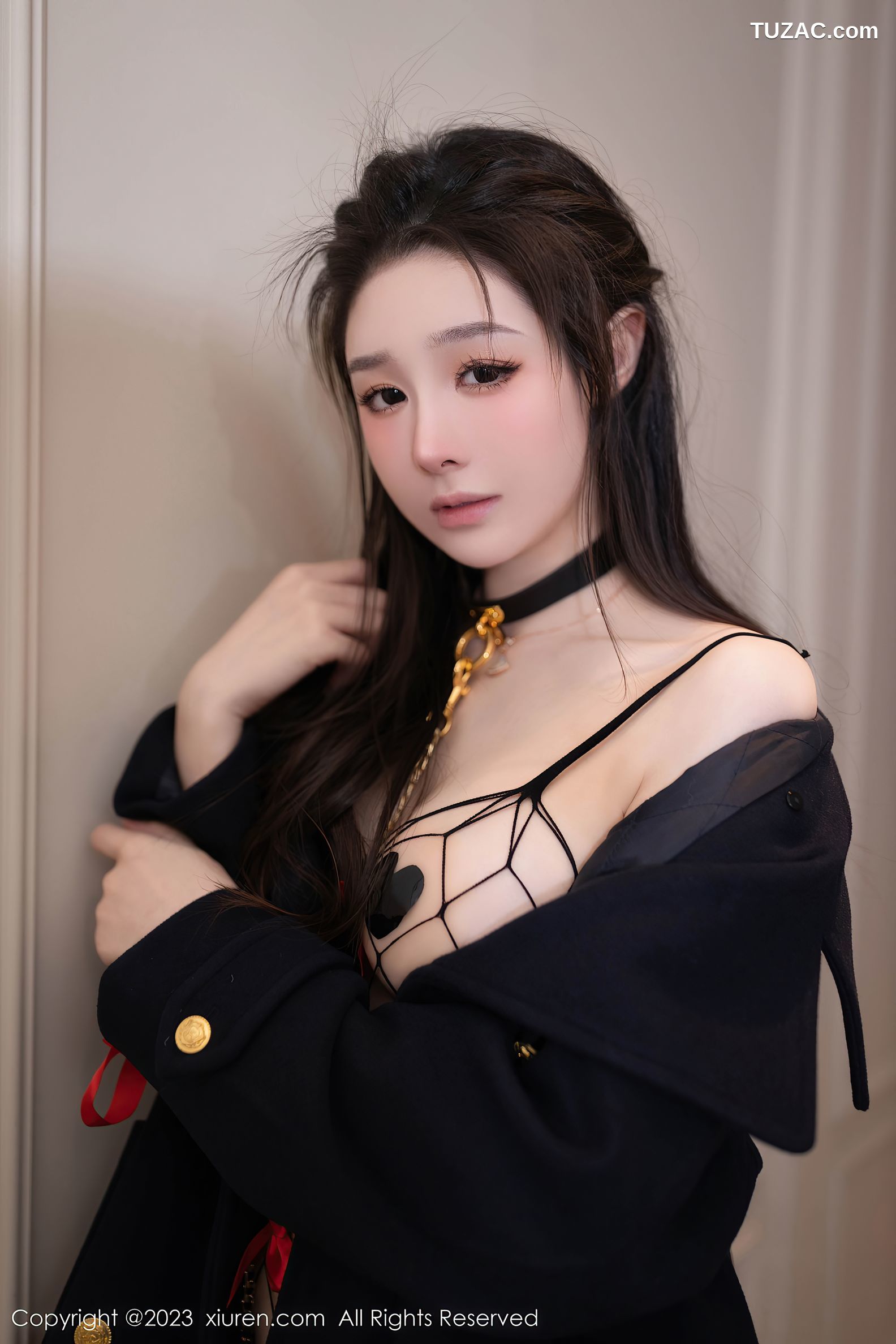 XiuRen秀人网-7474-小逗逗-黑色网格情趣服饰-2023.10.08