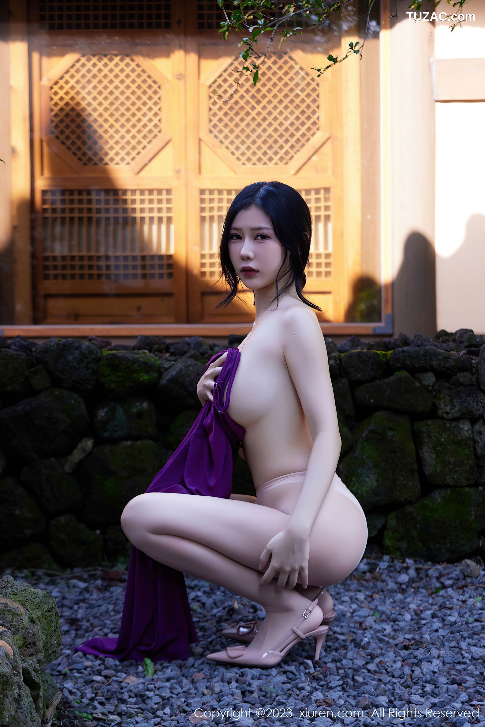XiuRen秀人网-7485-尹甜甜-紫色吊带长裙-2023.10.10