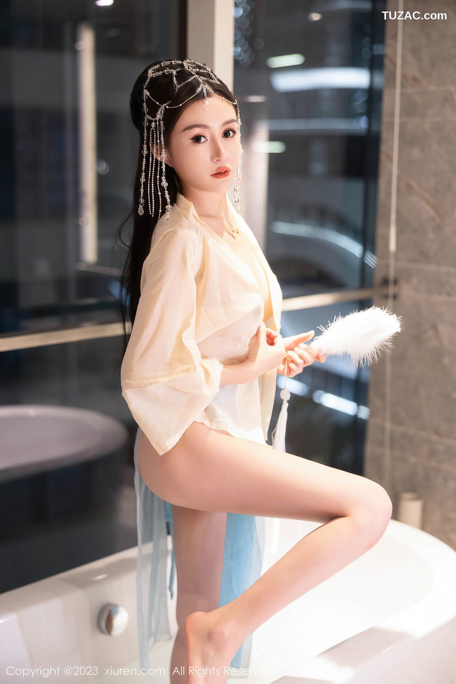 XiuRen秀人网-7514-唐宁宁-浅色古装服饰白肚兜-2023.10.16