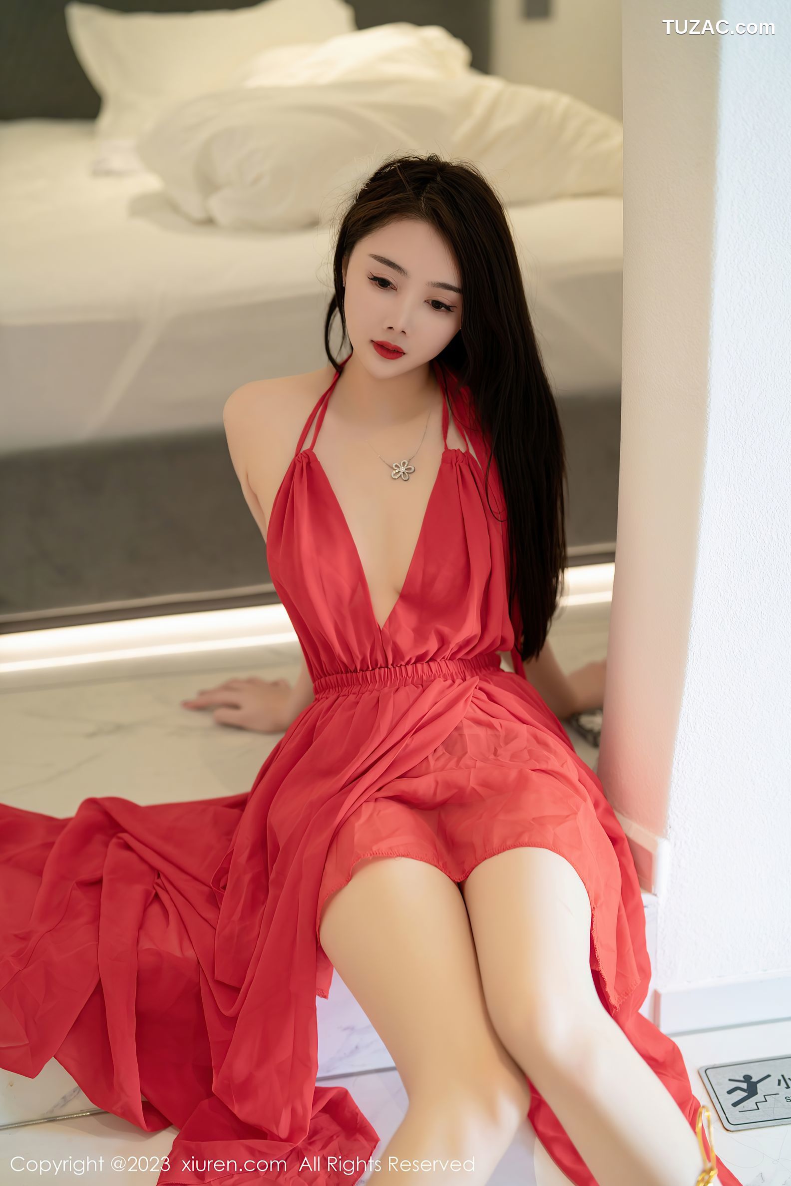 XiuRen秀人网-7517-summer宝宝-红色露肩连衣长裙-2023.10.17