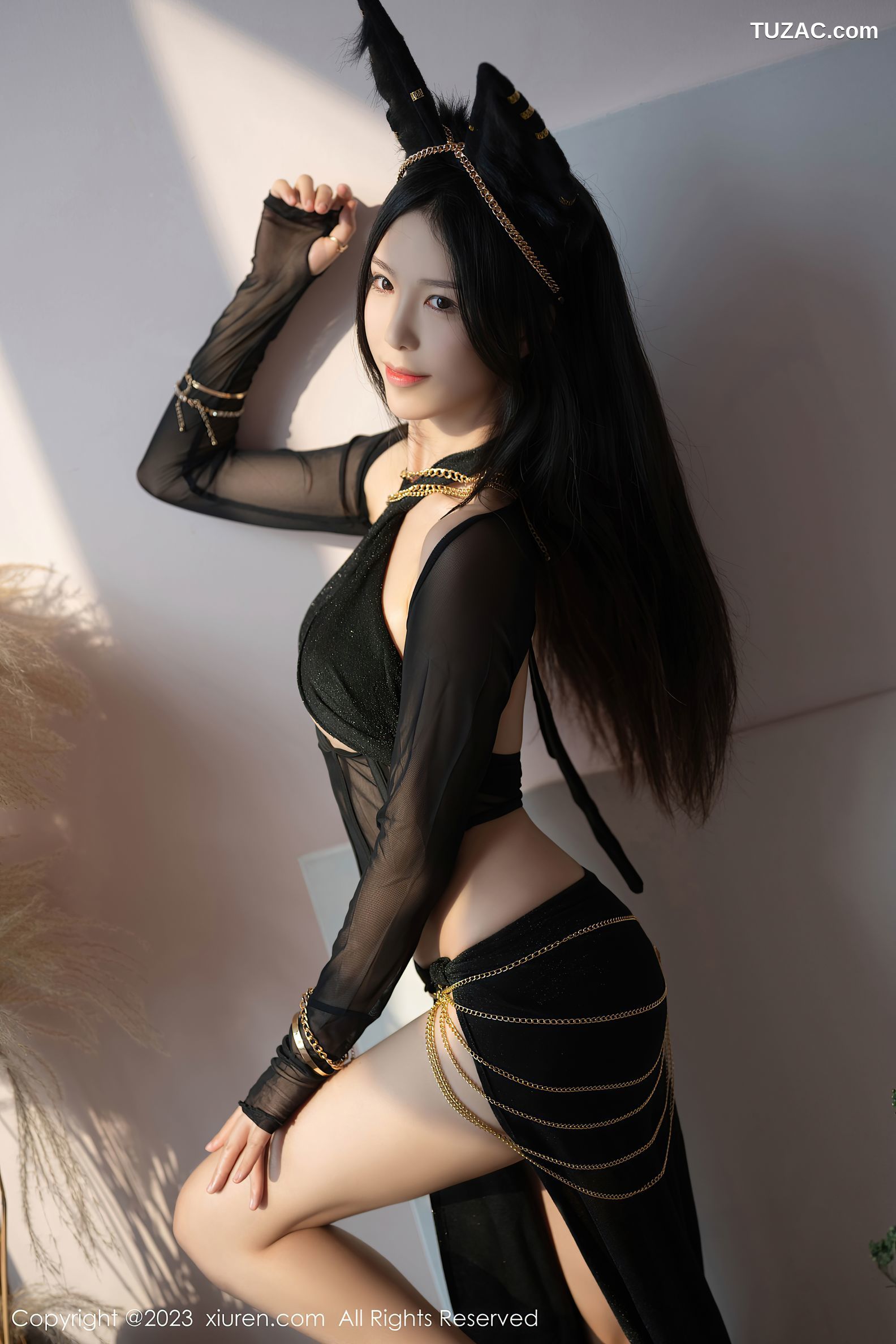 XiuRen秀人网-7527-利世-黑色喵咪造型黑纱裙-2023.10.18