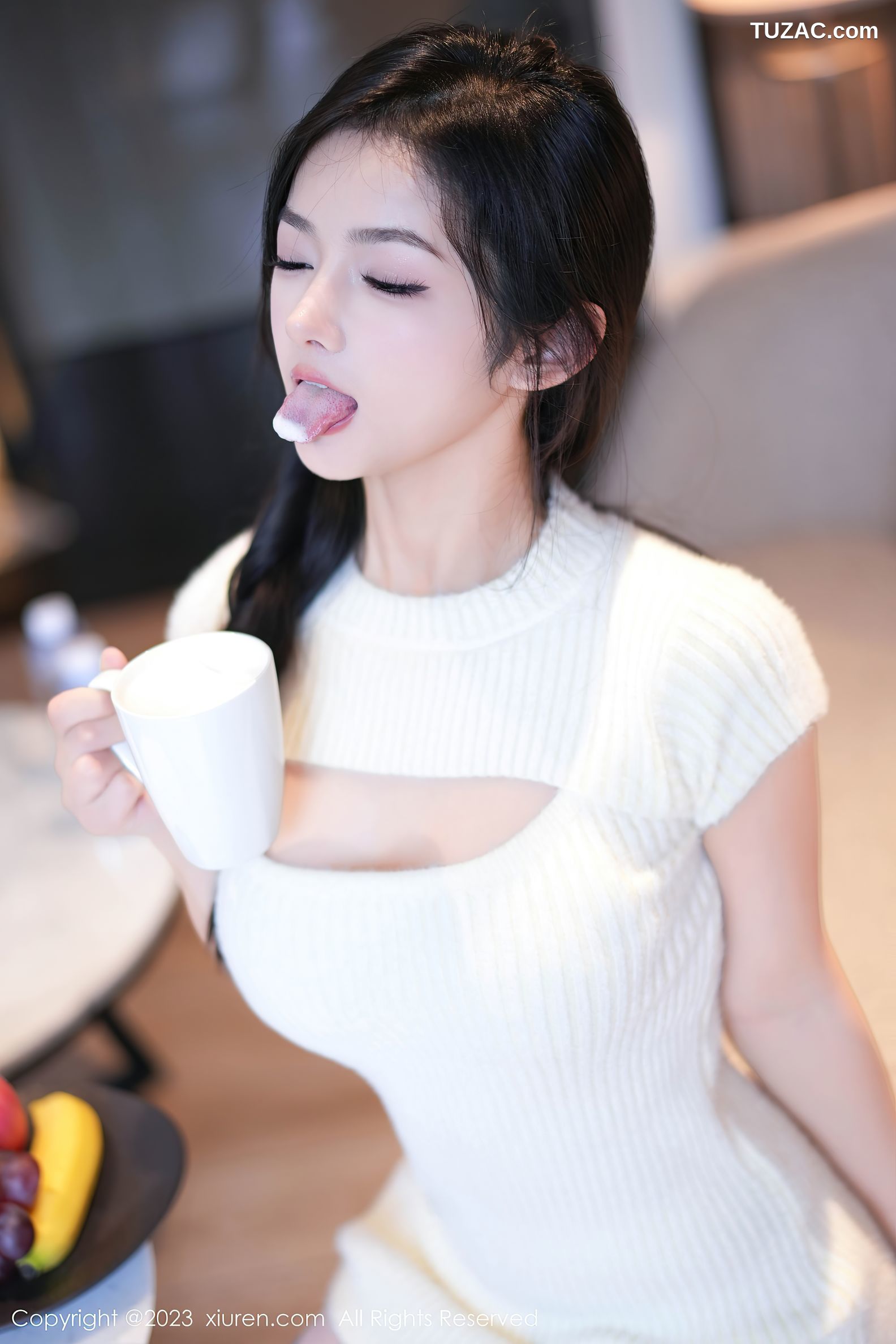 XiuRen秀人网-7541-谭小灵-白色连衣短裙白色轻透内衣-2023.10.20