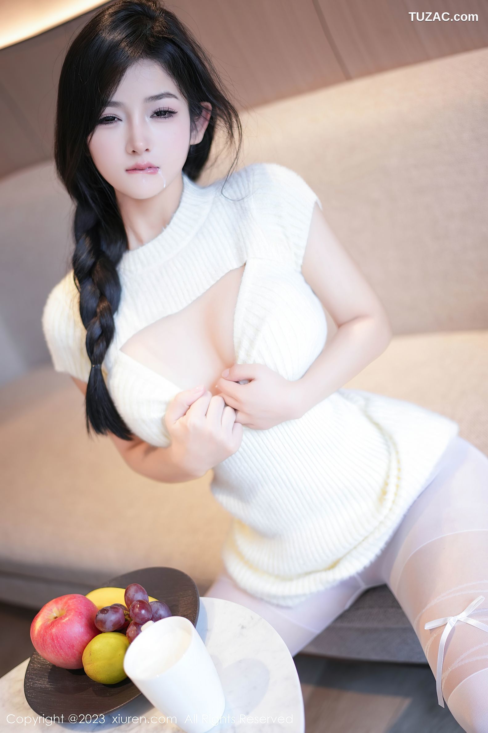 XiuRen秀人网-7541-谭小灵-白色连衣短裙白色轻透内衣-2023.10.20