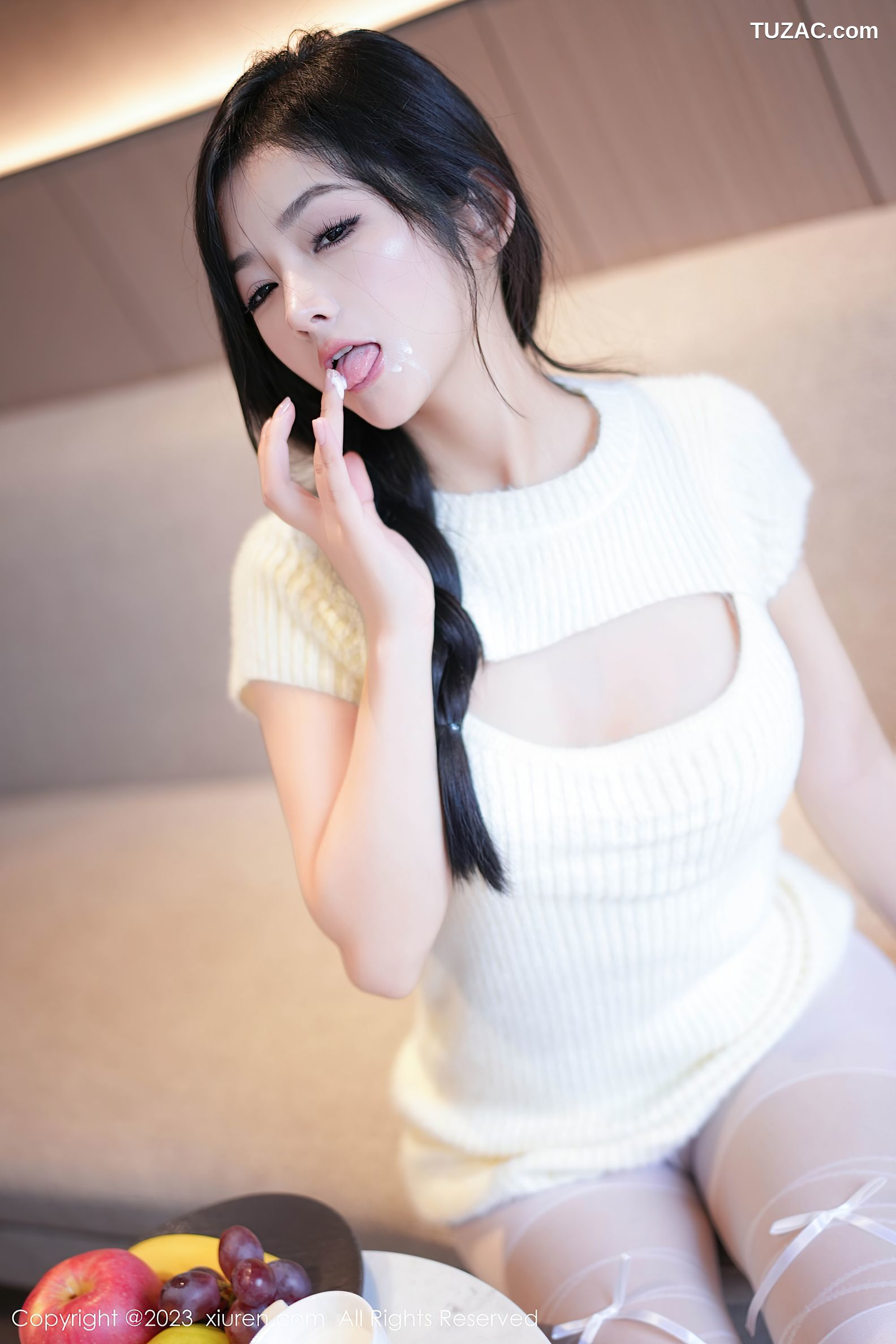 XiuRen秀人网-7541-谭小灵-白色连衣短裙白色轻透内衣-2023.10.20