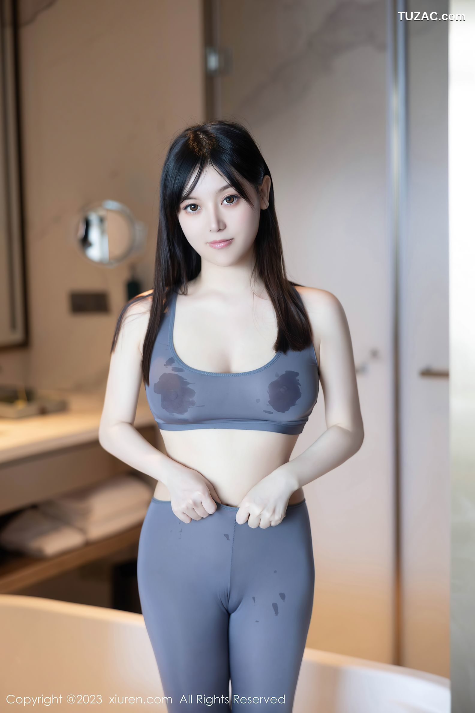 XiuRen秀人网-7543-豆瓣酱-灰色运动瑜伽服饰-2023.10.20