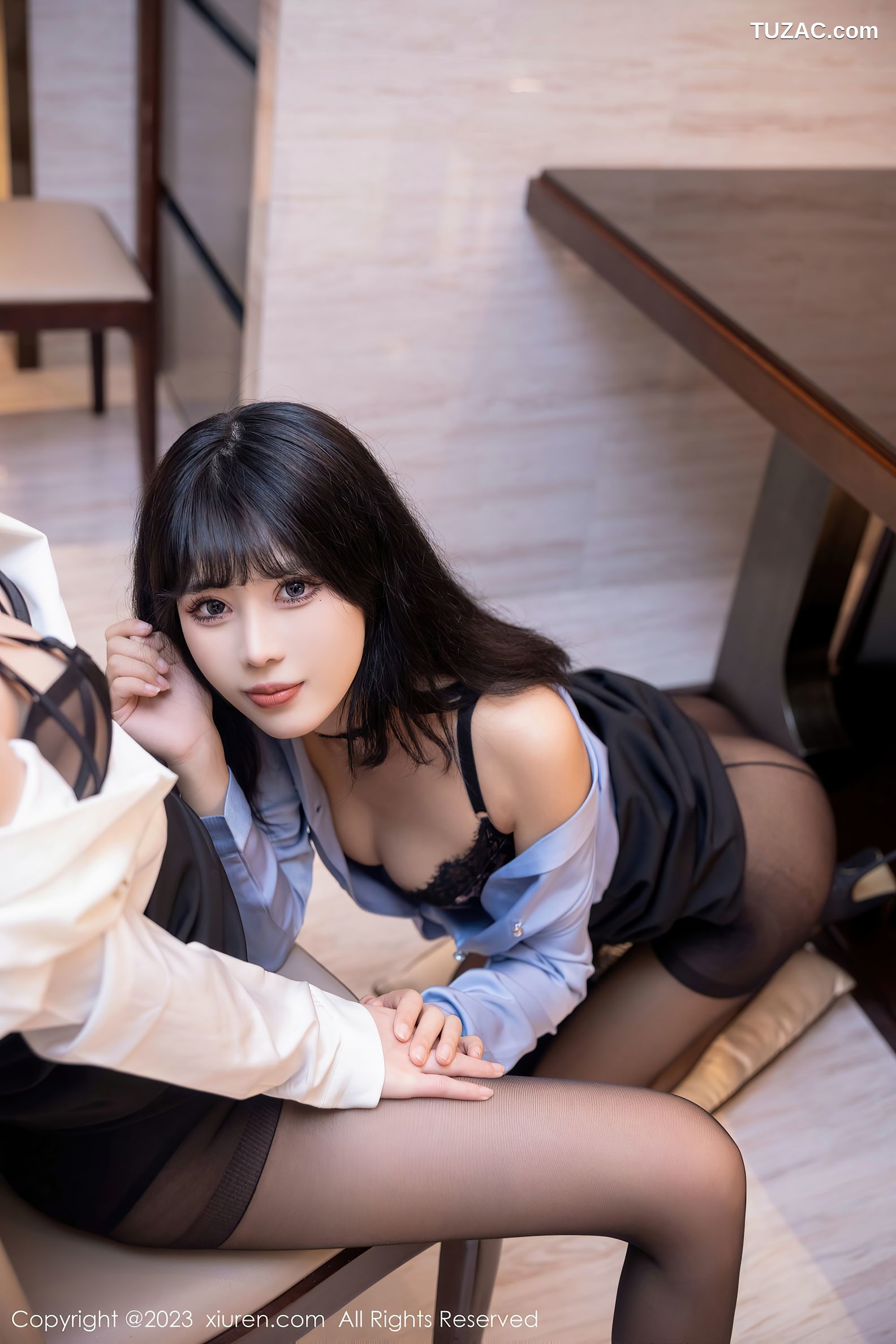 XiuRen秀人网-7642-江幼瑶-职业装姐妹花蕾丝内衣黑丝-2023.11.10