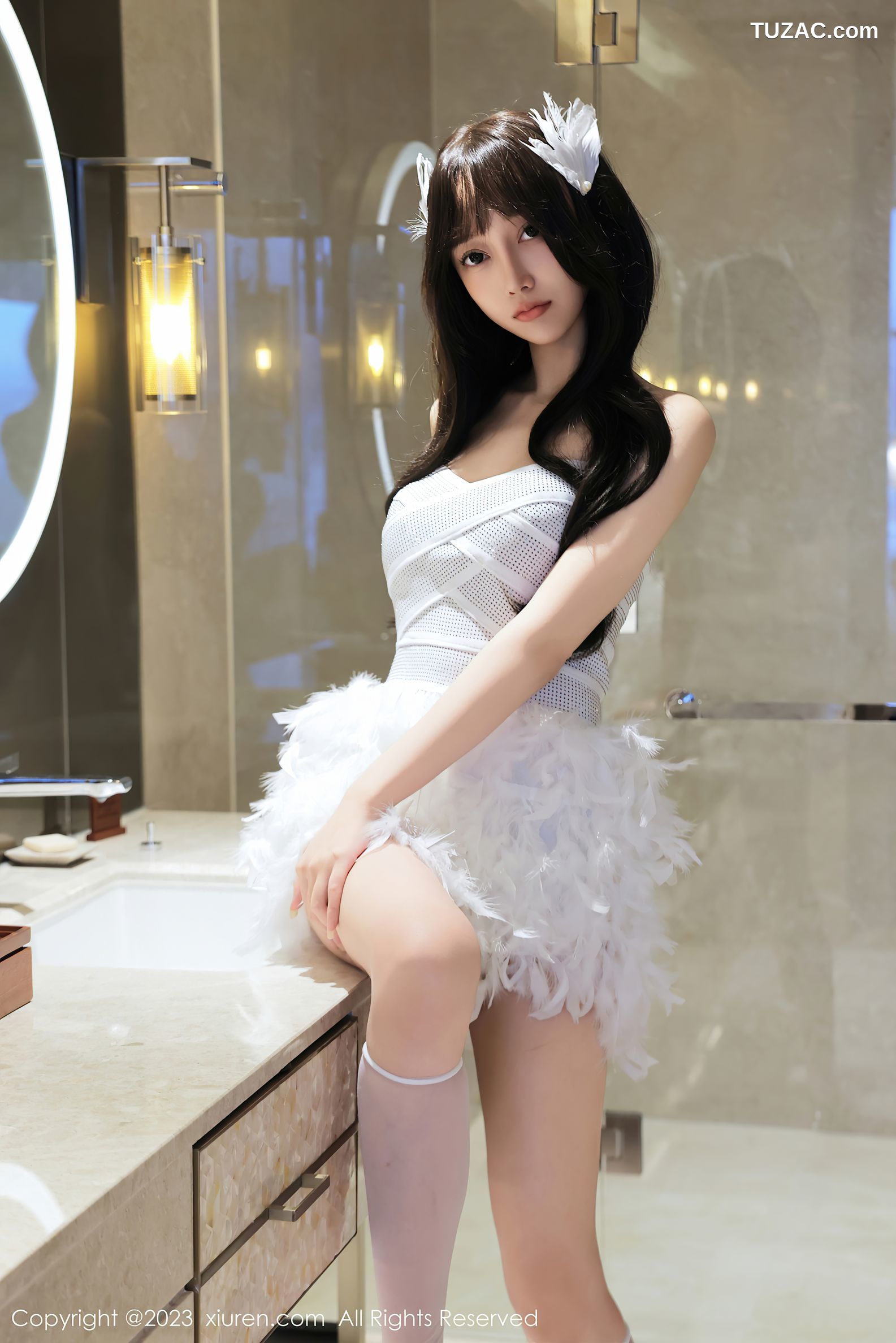 XiuRen秀人网-7644-玥儿玥er-白色天使短裙蕾丝内衣-2023.11.10