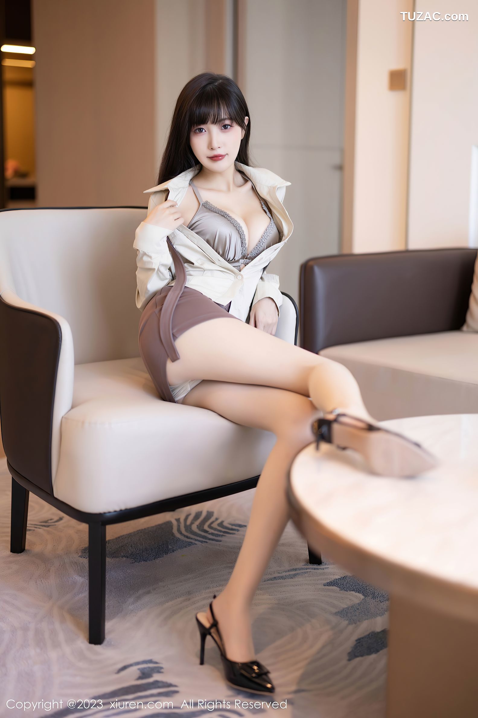 XiuRen秀人网-7745-林星阑-衬衫短裙空姐制服原色丝袜-2023.11.30