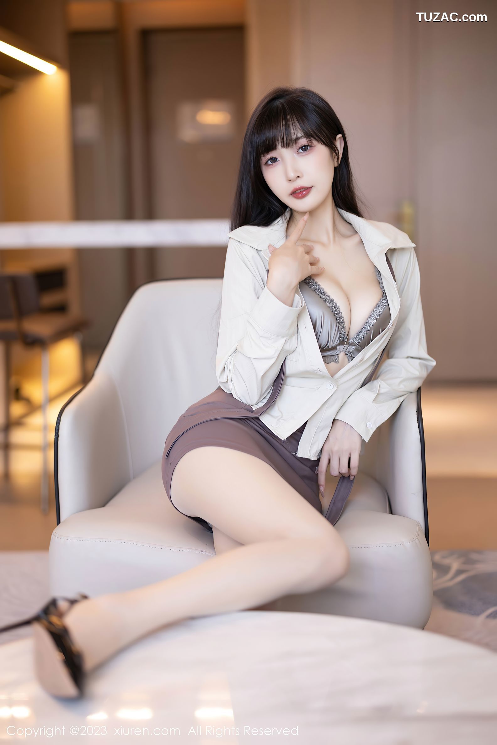 XiuRen秀人网-7745-林星阑-衬衫短裙空姐制服原色丝袜-2023.11.30