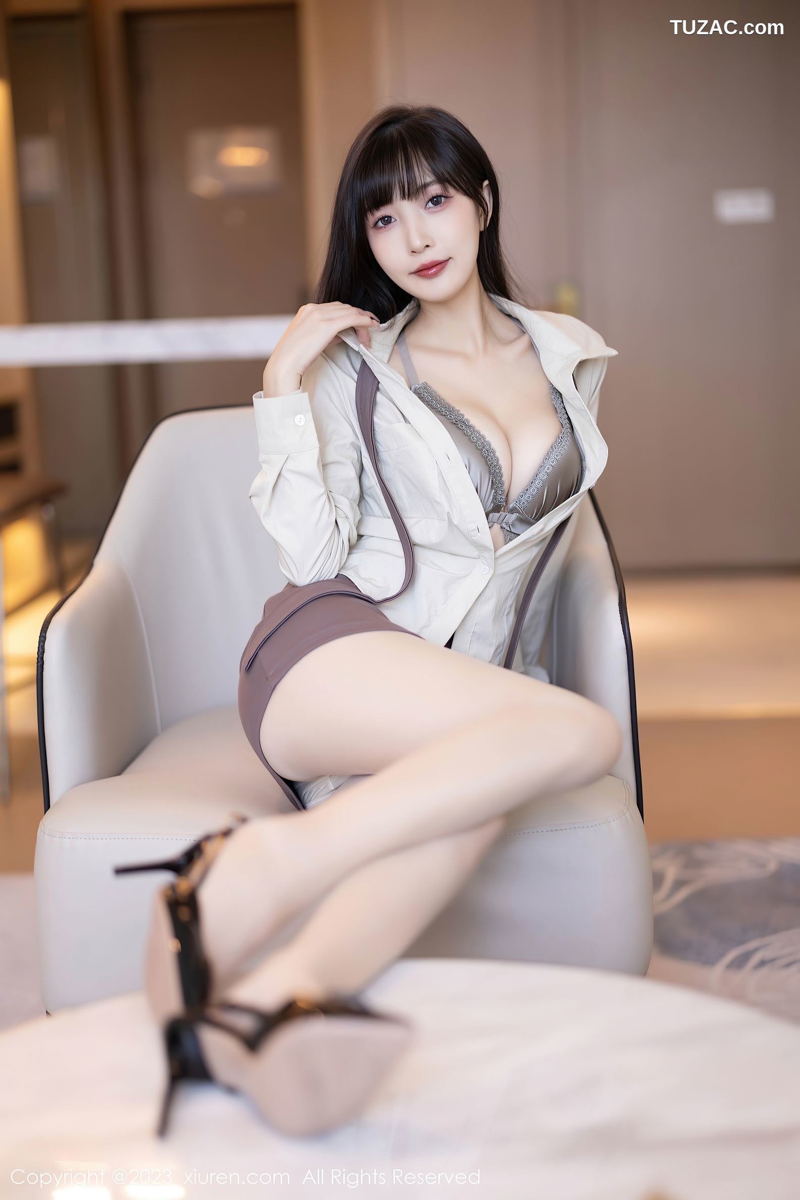 XiuRen秀人网-7745-林星阑-衬衫短裙空姐制服原色丝袜-2023.11.30