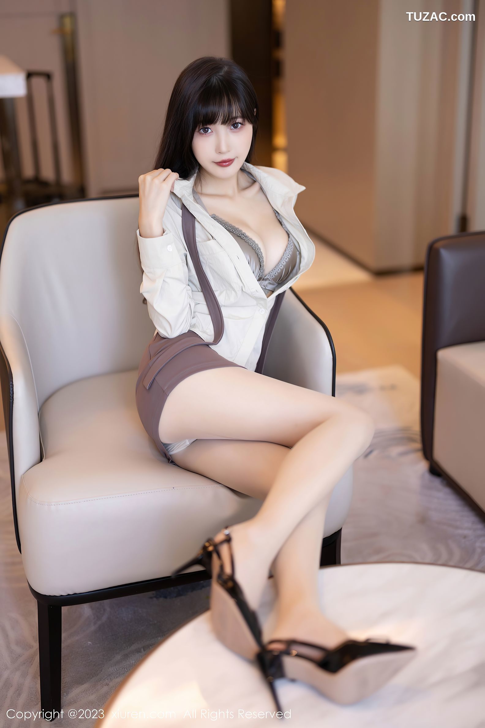 XiuRen秀人网-7745-林星阑-衬衫短裙空姐制服原色丝袜-2023.11.30